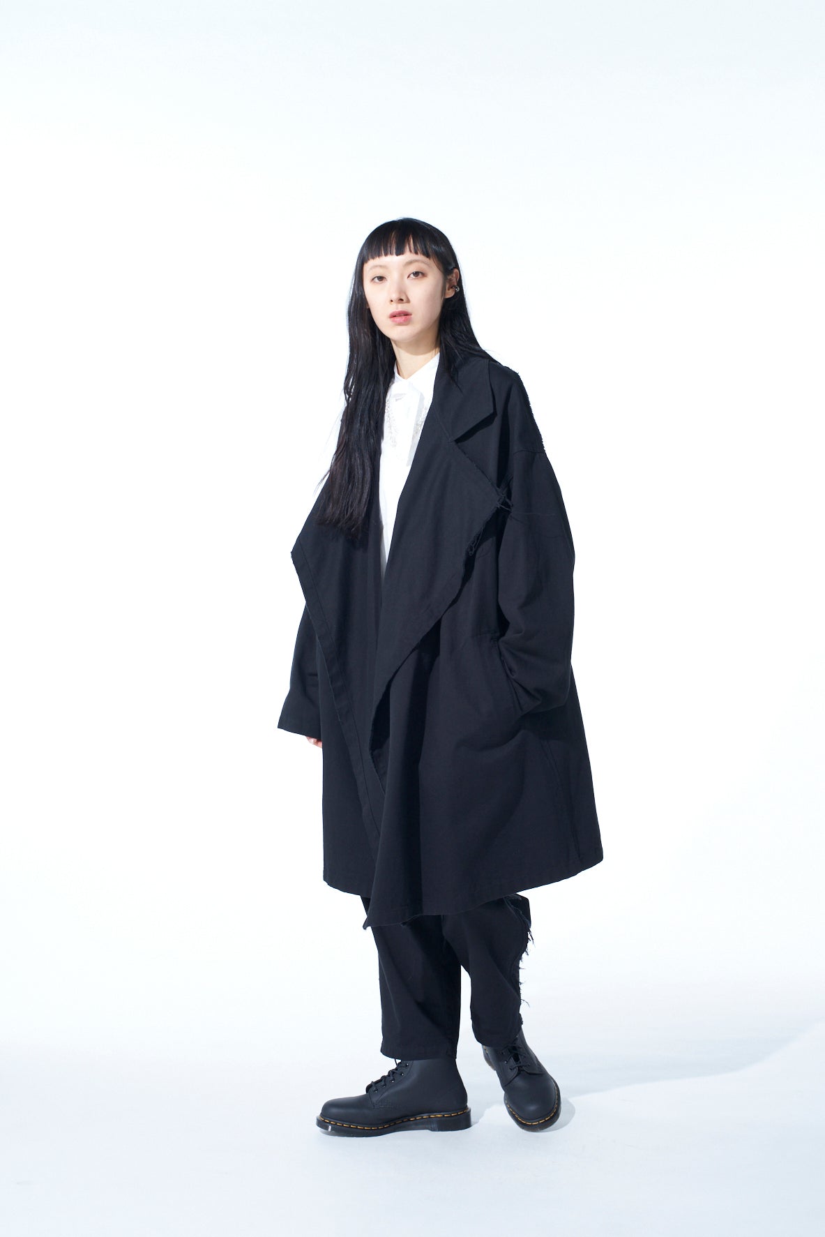 COTTON DRILL CUT OUT DRAPE COAT - Women's Fashion Outerwear for Spring & Fall | Perfect for Office, Date Night & Casual Outings