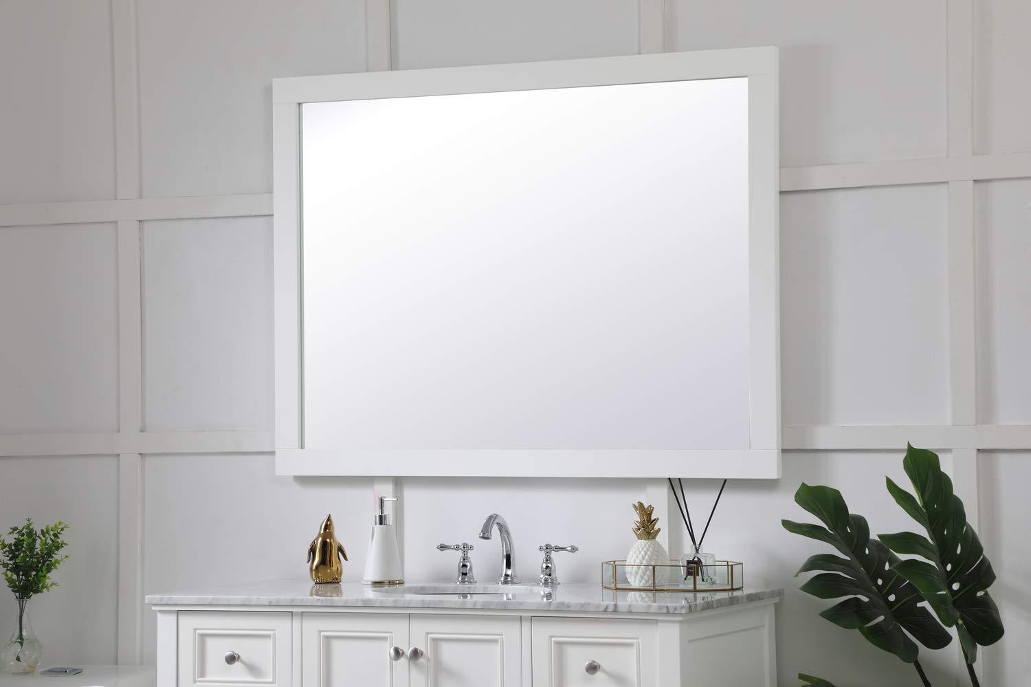 48 Inch White Aqua Rectangle Vanity Mirror - Perfect for Bathroom, Bedroom & Makeup Station with LED Lighting