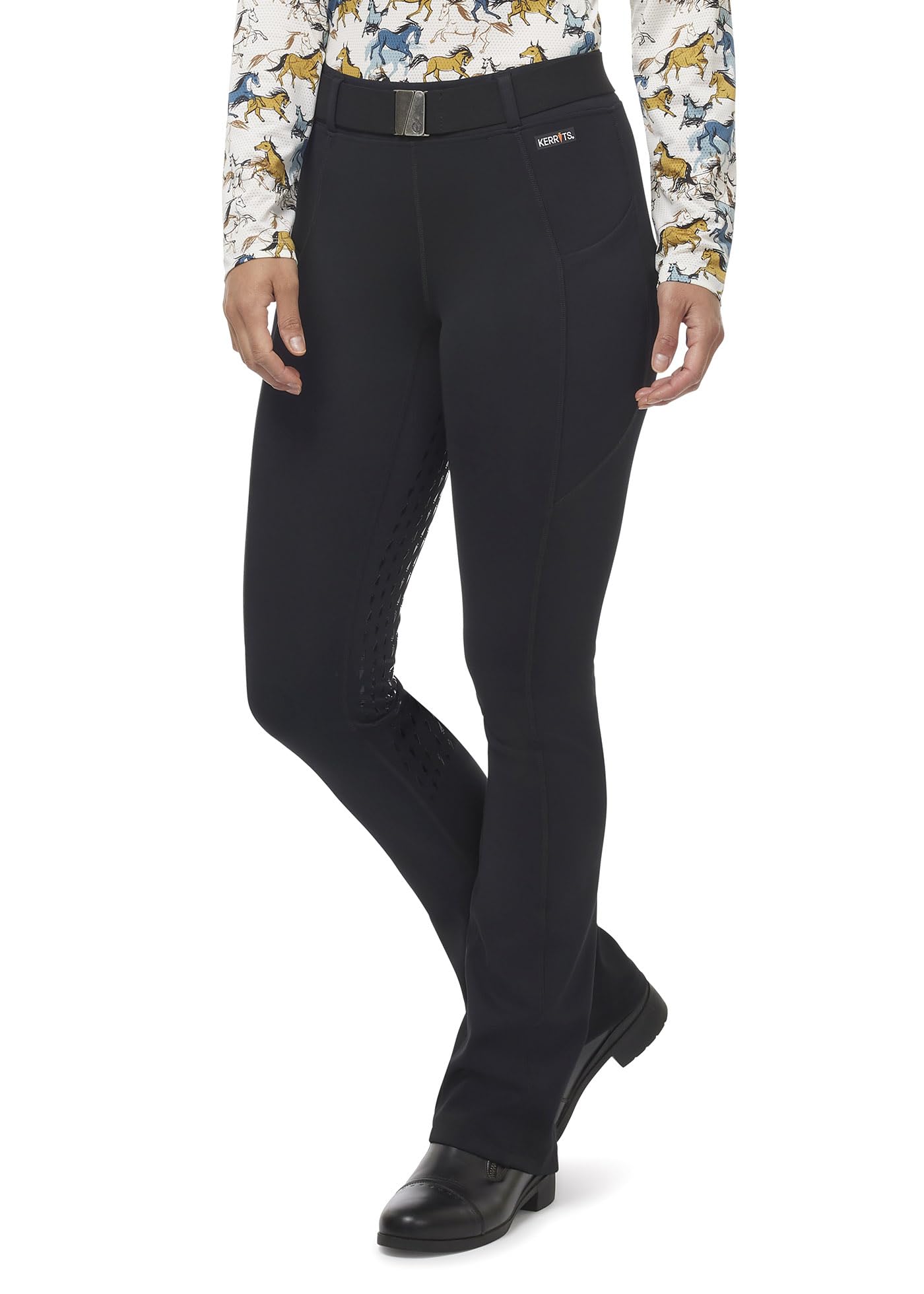 Kerrits Women's Coolcore Bootcut Horse Riding Tights – Breathable Cooling Equestrian Leggings with Full Leg Silicone Grip & Pockets for Comfortable Riding & Training