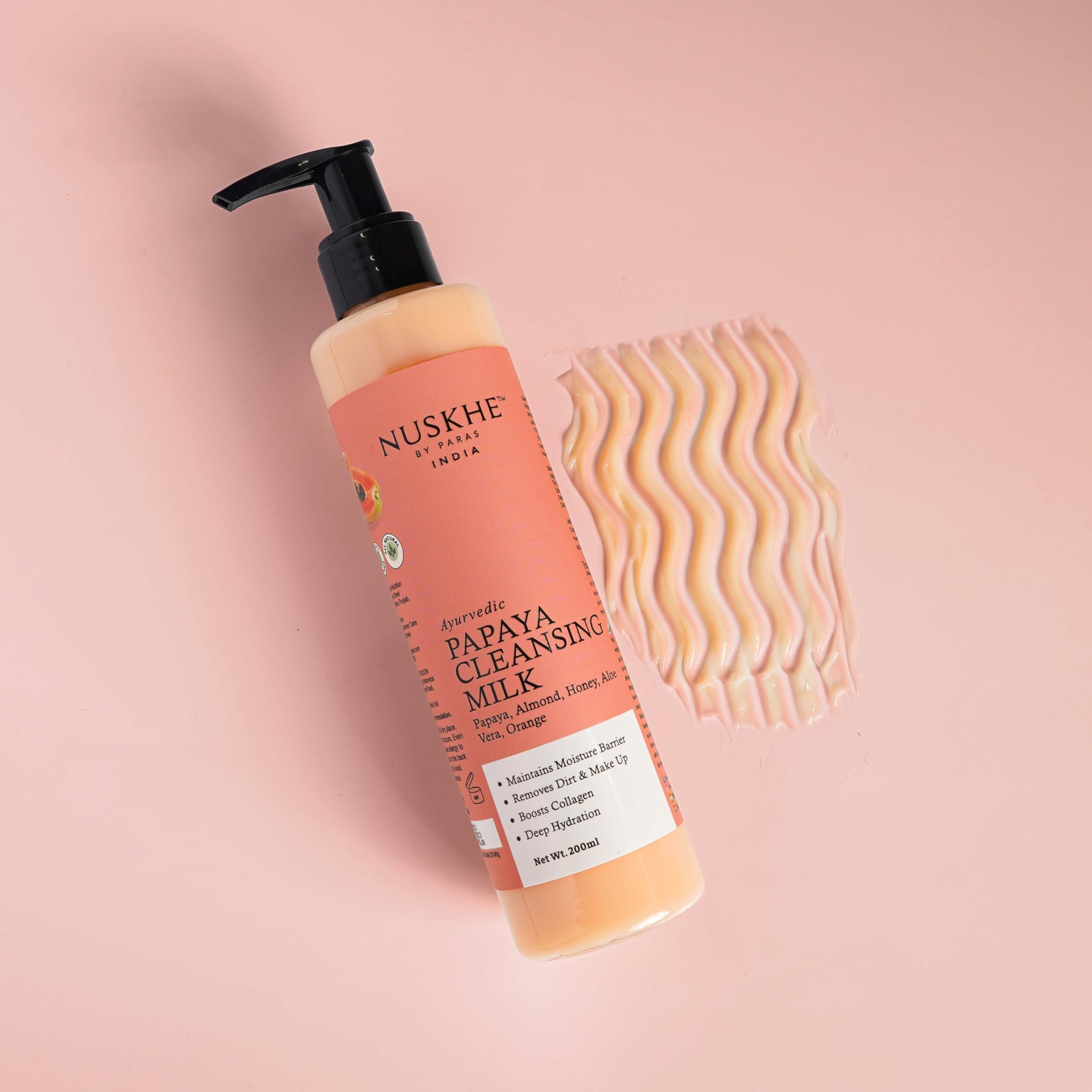 Nuskhe By Paras Ayurvedic Papaya Cleansing Milk - Natural Face Wash for Glowing Skin | Gentle Exfoliation & Deep Cleansing | Perfect for Daily Skincare Routine & Acne-Prone Skin
