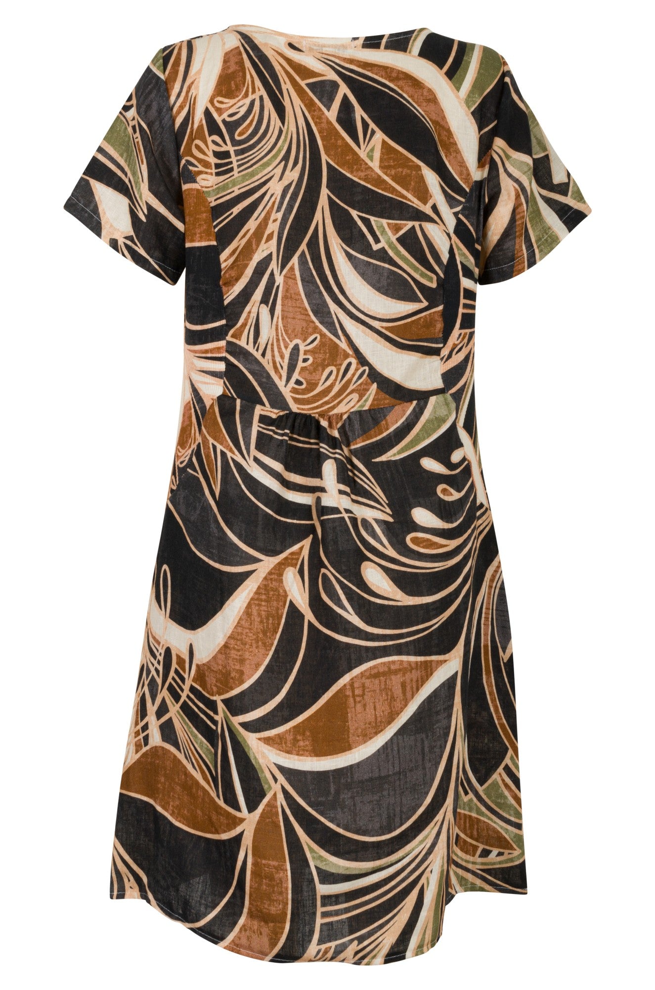 Italian 100% Linen Dress for Women - Charcoal Chocolate Swirl Pattern | Breathable Summer Dress for Beach, Vacation & Casual Wear