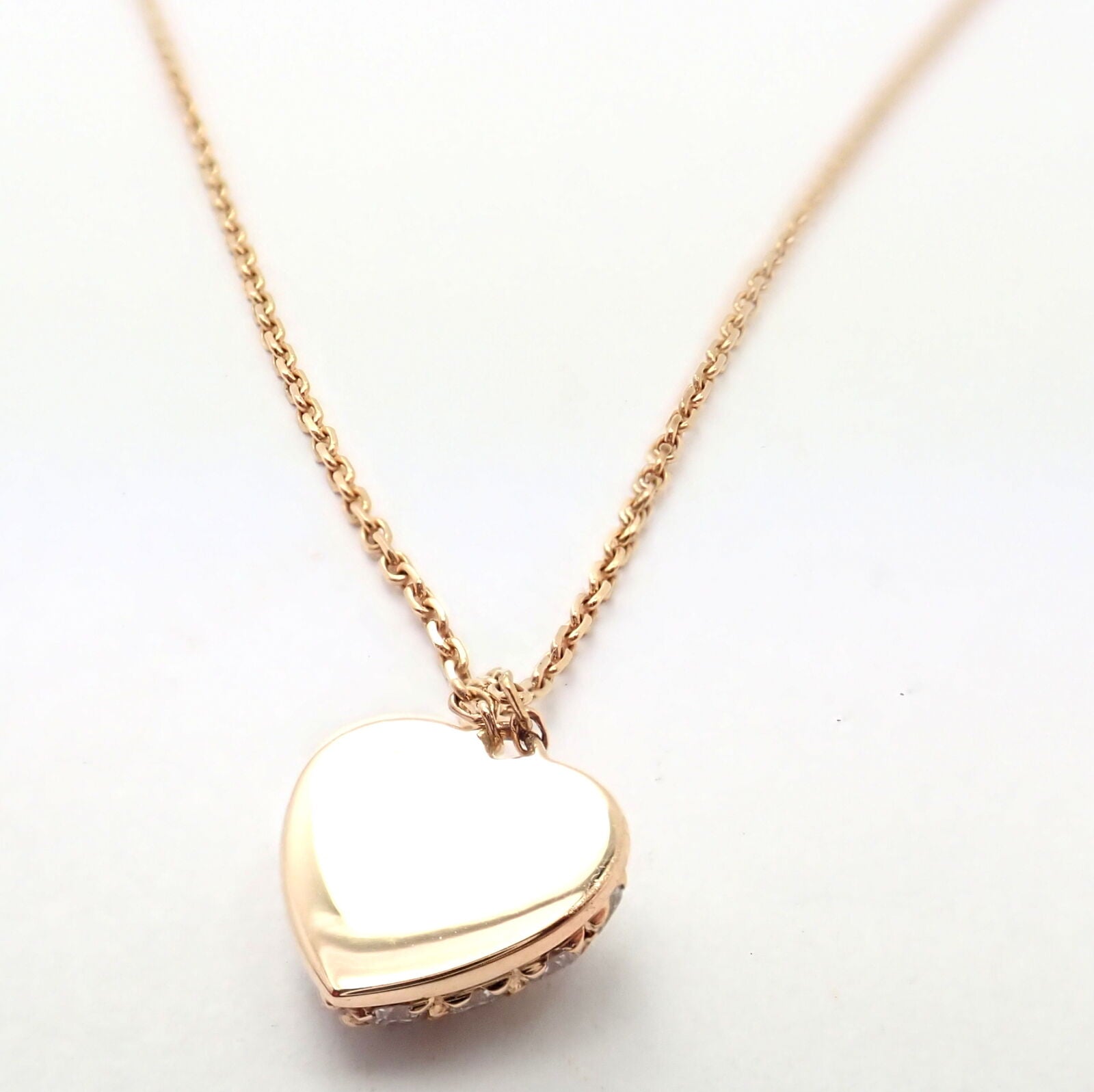 Authentic Cartier Small Heart 18k Rose Gold Pave Diamond Pendant Necklace for Women - Luxury Valentine's Day Gift & Anniversary Jewelry for Her