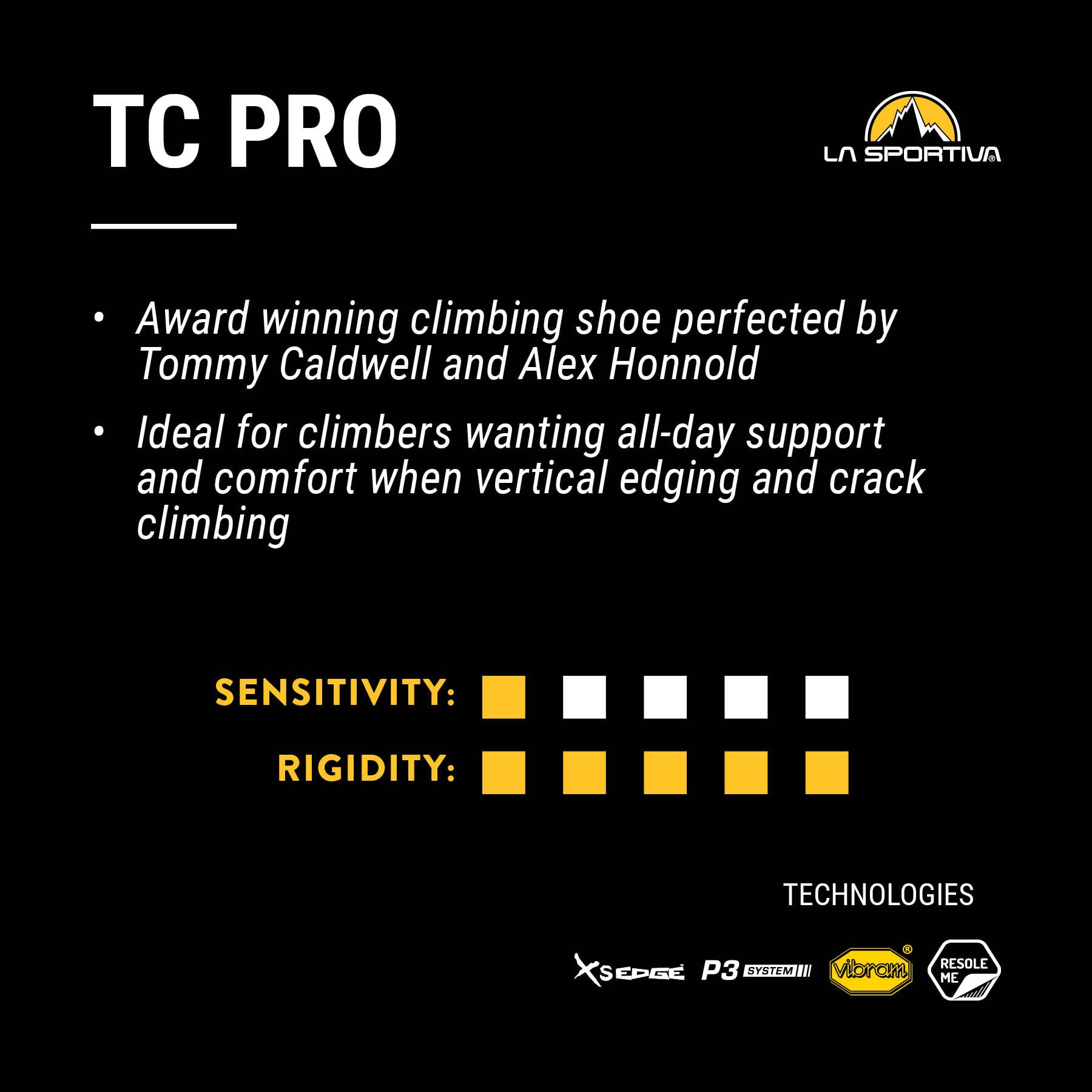La Sportiva TC Pro Men's Rock Climbing Shoes - High-Performance Climbing Footwear for Indoor & Outdoor Climbing Gyms, Crags & Multi-Pitch Routes
