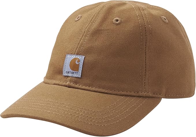 Carhartt Kids Signature Canvas Cap - Durable Brown Cotton Hat for Boys & Girls - Perfect for Outdoor Play, School, and Everyday Wear