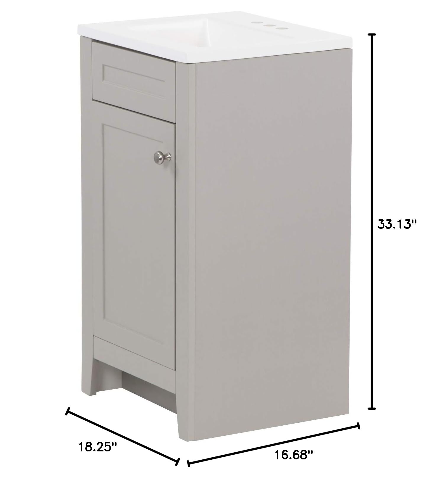 Spring Mill Cabinets Wyre 18 Inch Bathroom Vanity Set with White Ceramic Sink, 1-Door Storage Cabinet, Modern Gray Finish - Perfect for Small Bathrooms, Powder Rooms & Apartment Remodels (18.5