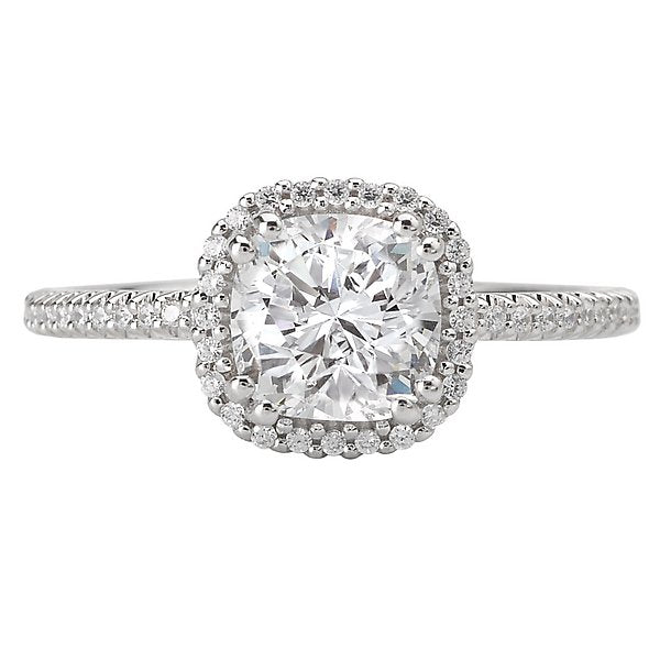 18KT 1/6 CTW Diamond Cushion Halo Engagement Ring Setting for 1.50 CT Cushion Cut Center Stone - Perfect for Wedding, Proposal & Anniversary Gifts