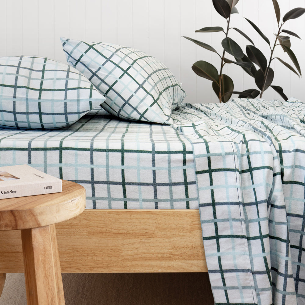 Premium Campbell Flannelette Sheet Set - Queen Size | Ultra Soft & Breathable 100% Cotton Bedding for Cozy Winter Nights | Perfect for Master Bedroom, Guest Room & Vacation Homes