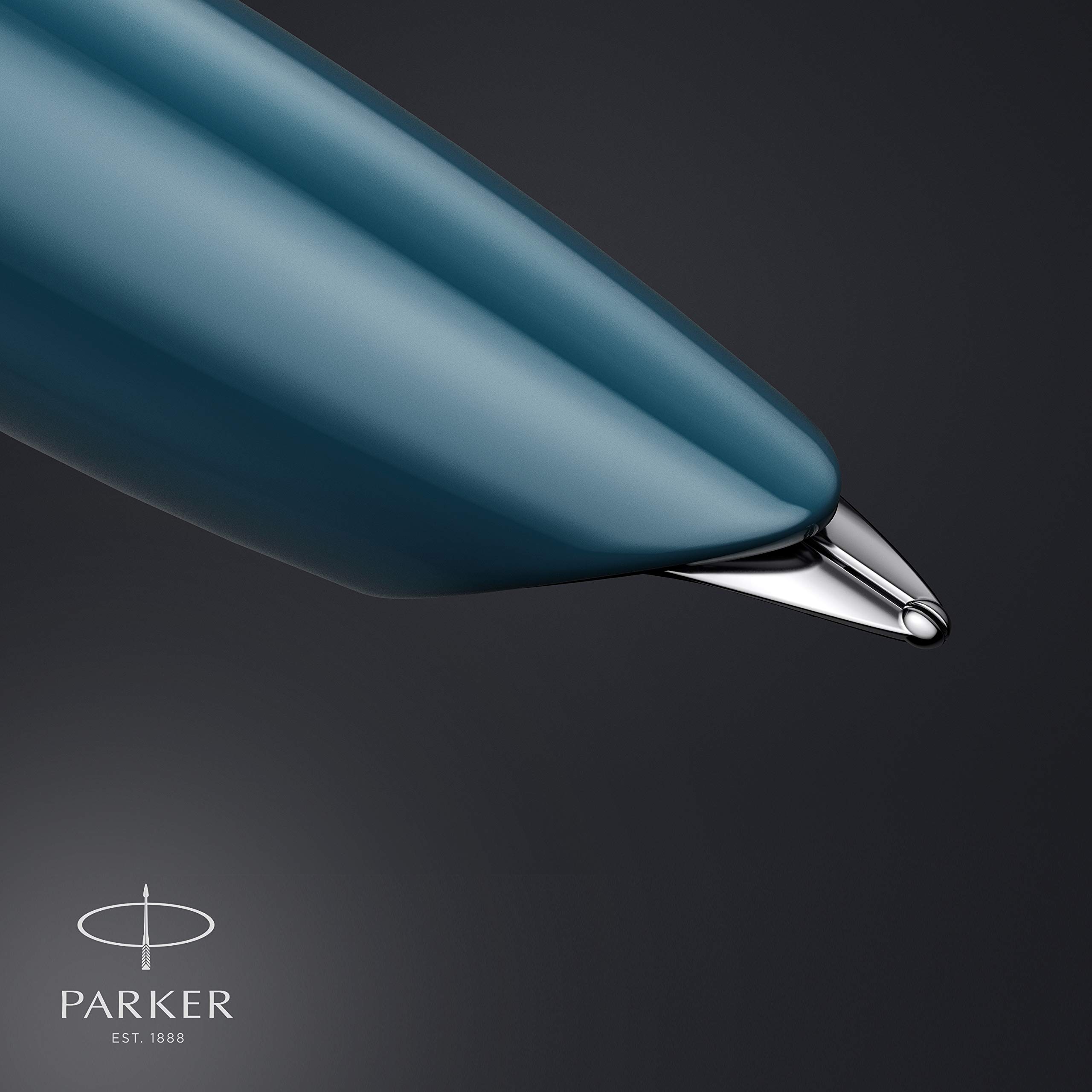 Parker 51 Fountain Pen - Teal Blue Barrel with Chrome Trim, Fine Nib & Black Ink Cartridges (Gift Box Included) - Perfect for Writing, Collecting & Luxury Gifts
