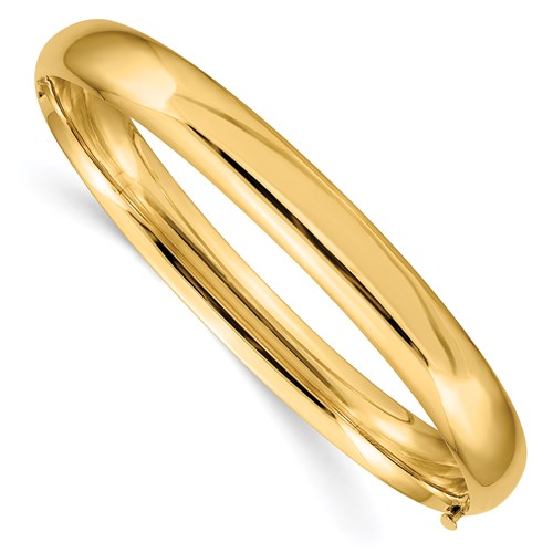 14K Yellow Gold Polished 8mm Bangle Bracelet for Women - Elegant Stackable Jewelry for Everyday Wear, Gifts & Special Occasions