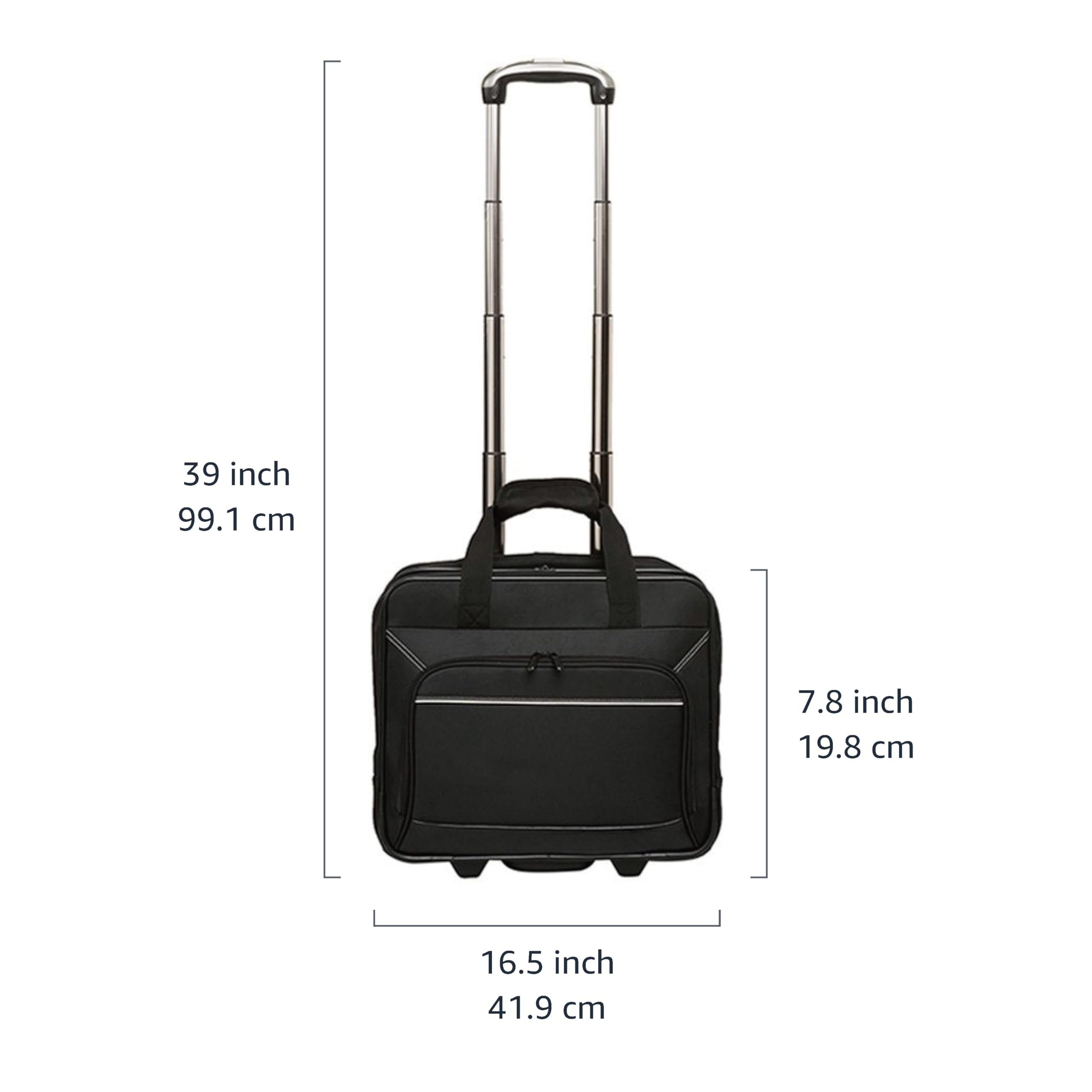 Amazon Basics Rolling Laptop Case for 15.6 Inch Laptop - Black, Durable & Lightweight Travel Computer Bag with Wheels - Perfect for Business Trips, Commuting & Air Travel