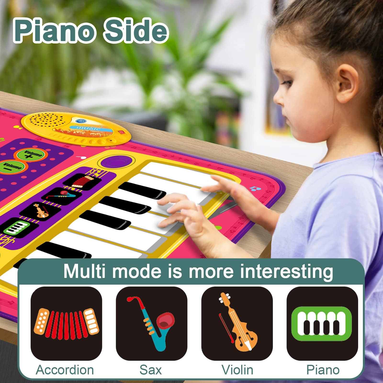 PRAGYM Musical Playmat for Toddlers - 2-in-1 Piano Keyboard & Drum Baby Toy - Educational Gift for 1-2 Year Old Girls & Boys - First Birthday Present - Perfect for Early Learning & Sensory Development at Home or Daycare