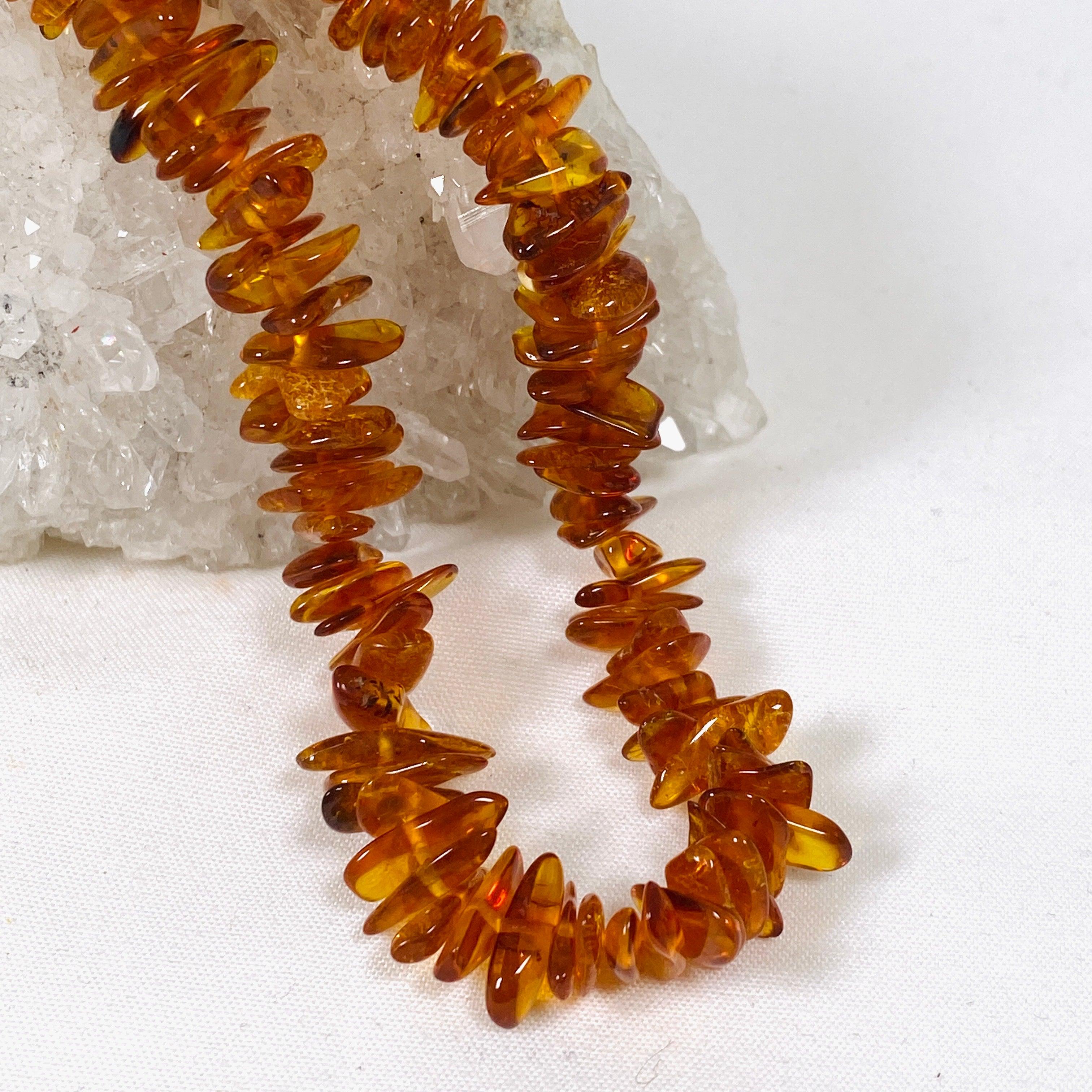 Natural Baltic Amber Chip Beaded Necklace for Women - Handmade Healing Jewelry for Stress Relief & Teething Pain - Perfect for Meditation, Yoga & Everyday Wear