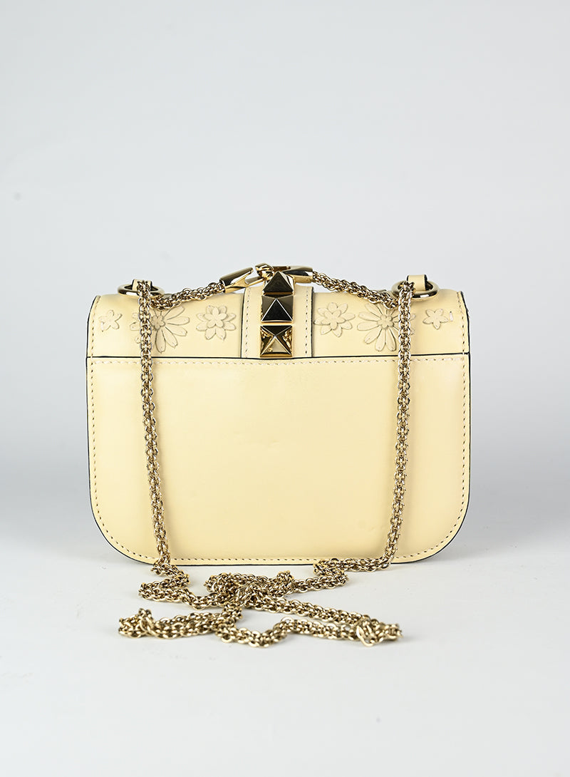 Valentino White Leather Handbag with Floral Design - Perfect for Women's Fashion, Parties & Special Occasions