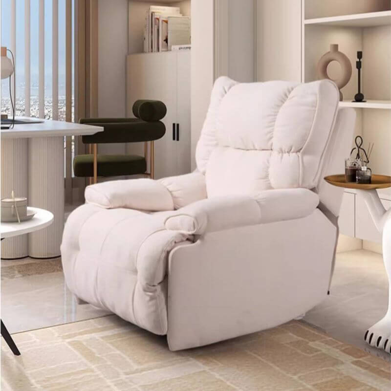 Tufted Flannel Upholstered Rocking Chair with Black Metal Legs - Modern Stylish Comfortable Nursery Living Room Accent Chair for Home Decor & Relaxation