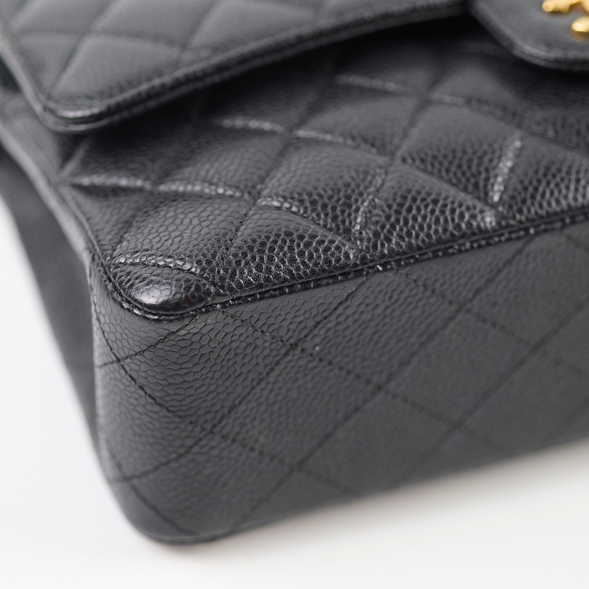 Chanel Medium/Large Caviar Double Classic Flap Black Handbag - Luxury Designer Shoulder Bag for Women | Perfect for Work, Evening Events & Special Occasions