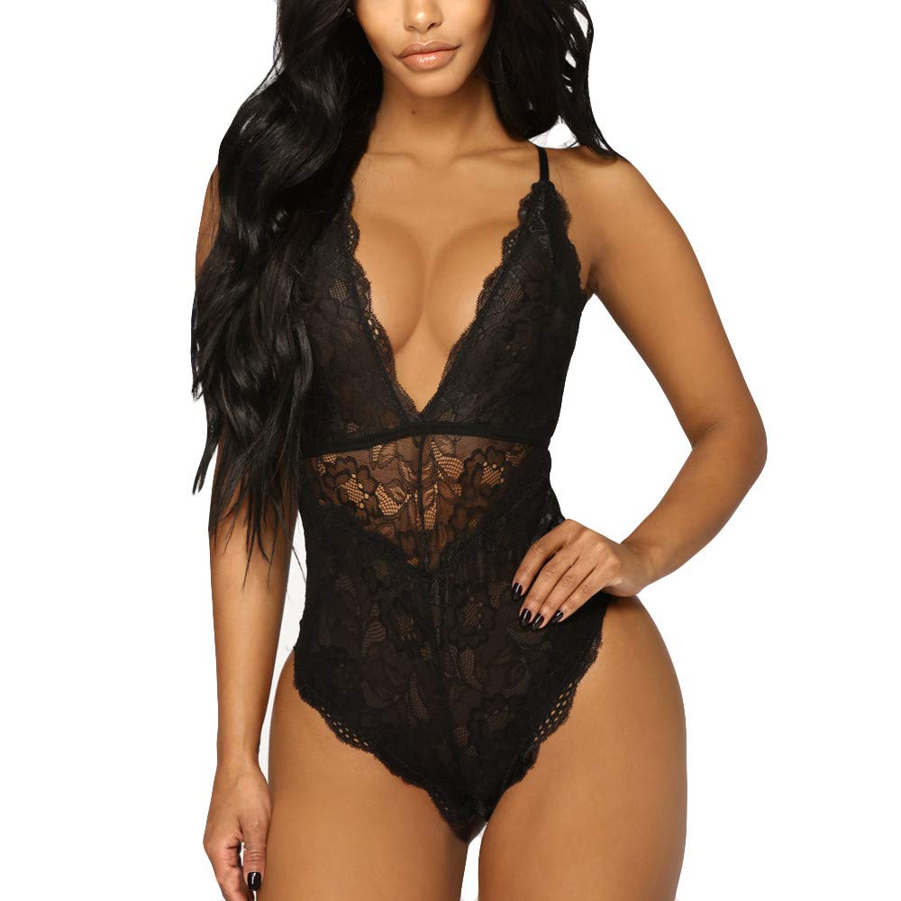 Mwzzpenpenpen Women's Sexy Lingerie - Lace Bodysuit Sling Nightwear Black | Seductive Underwear for Romantic Nights & Special Occasions