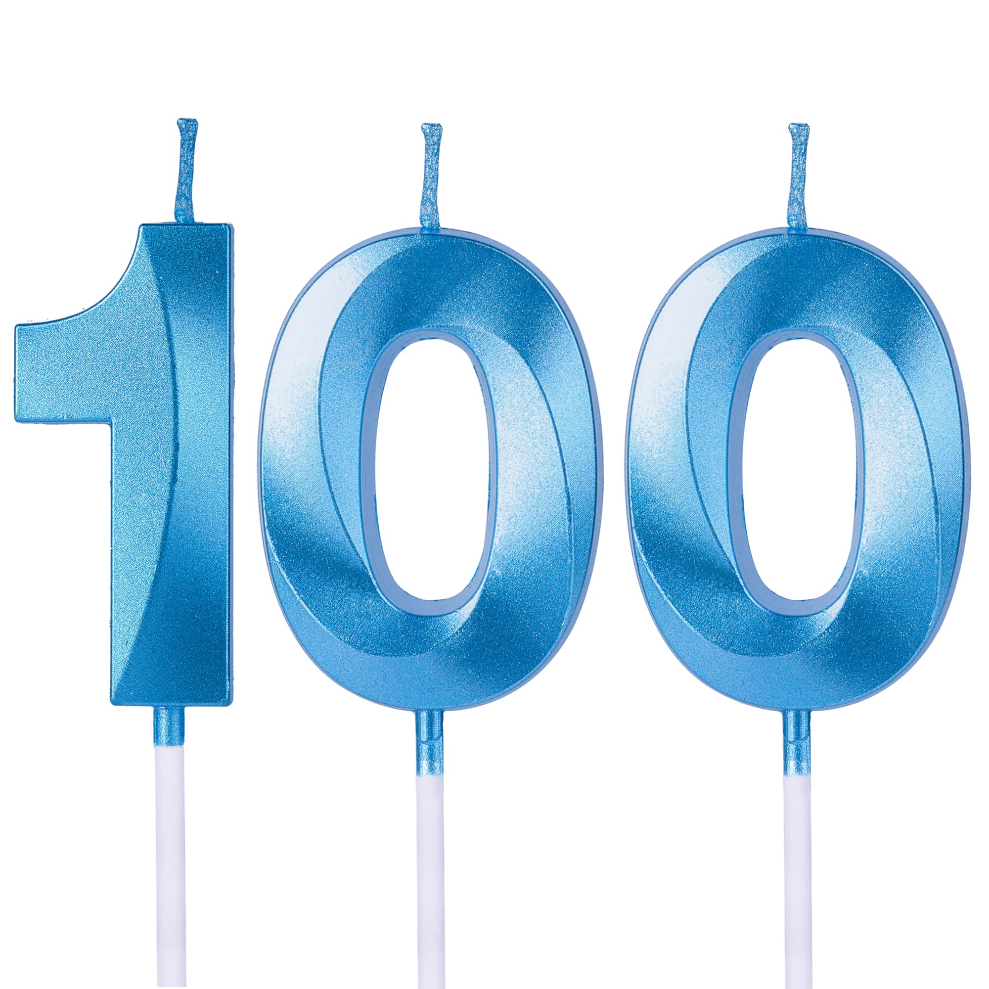 Blue 100th Birthday Candles - Number 100 Cake Topper for Anniversary, Wedding & Celebration Decorations | Perfect for Cakes, Cupcakes & Party Decor