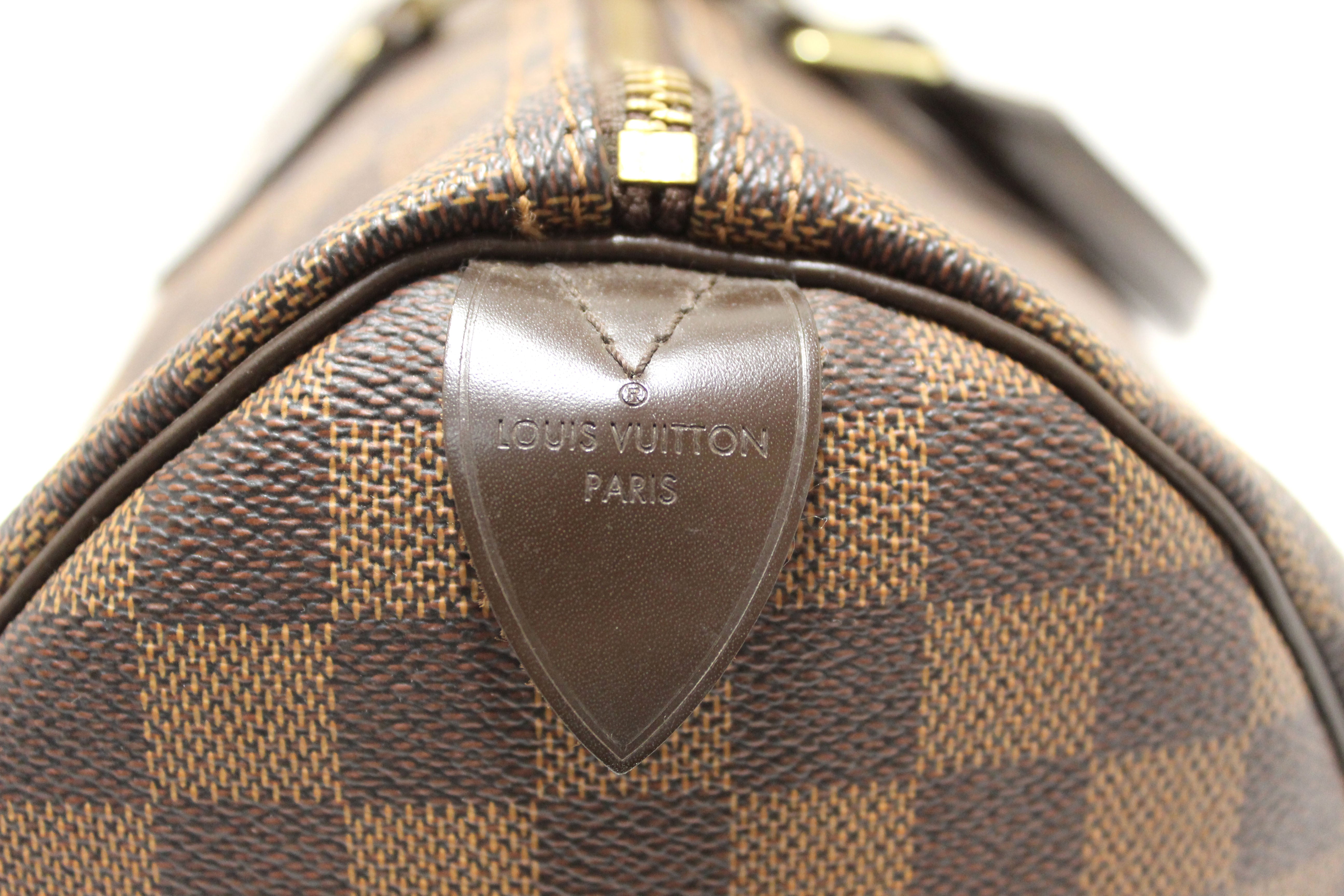 Authentic Louis Vuitton Damier Ebene Canvas Speedy 35 Handbag for Women - Luxury Designer Tote Purse with Shoulder Strap - Perfect for Travel, Work & Everyday Use