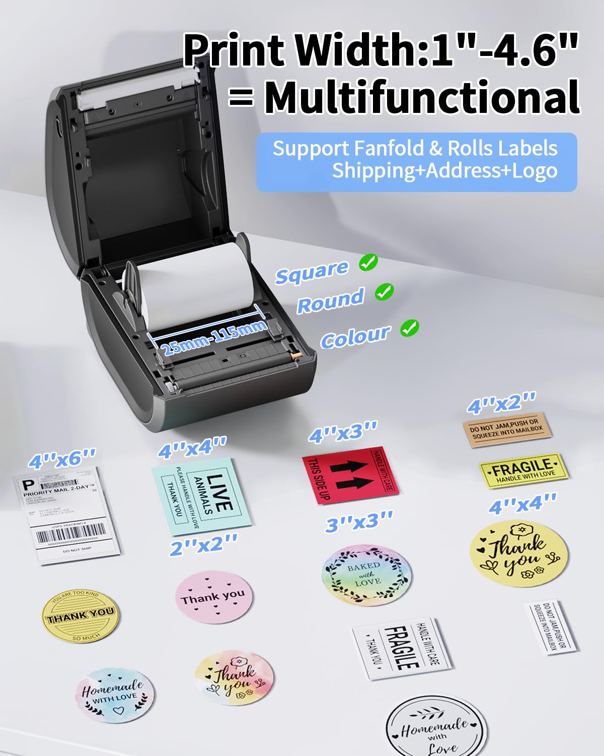 Phomemo D520BT Bluetooth 4x6 Thermal Label Printer - Compatible with iPhone, Android, Mac & Windows - Perfect for DHL, UPS, Colissimo Shipping & Small Business - Ideal for Home Offices, E-commerce Sellers & Package Shipping