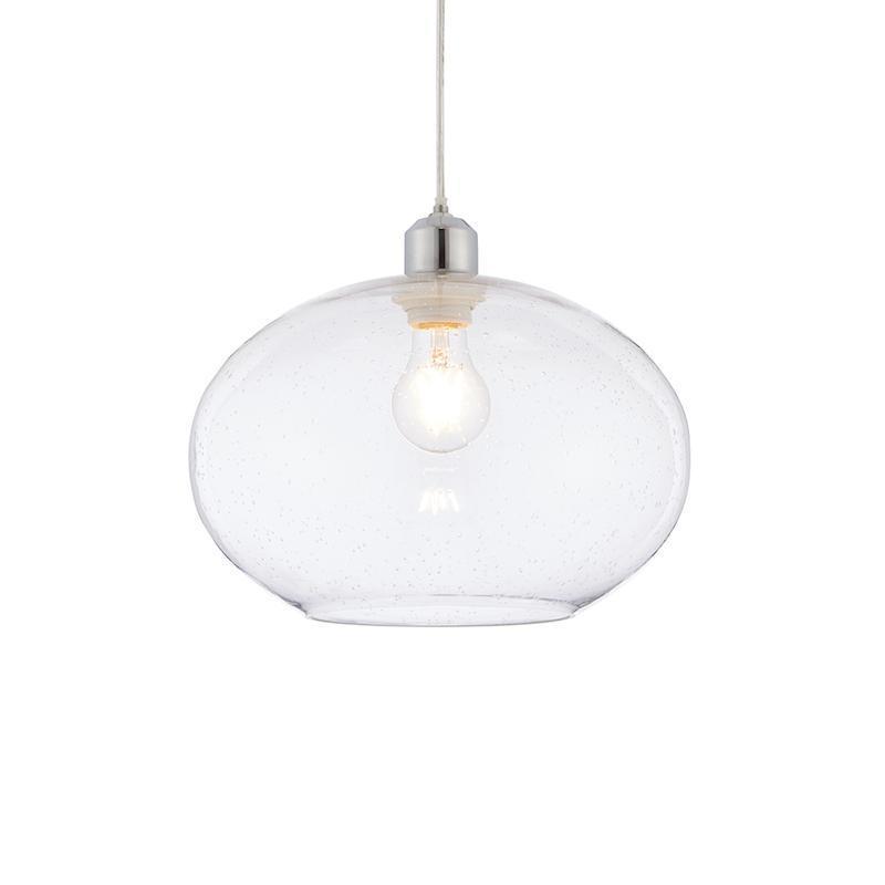 Dimitri 1 Light Clear Glass Ceiling Pendant Light Fixture with Shade - Modern Lighting for Kitchen, Dining Room & Bedroom