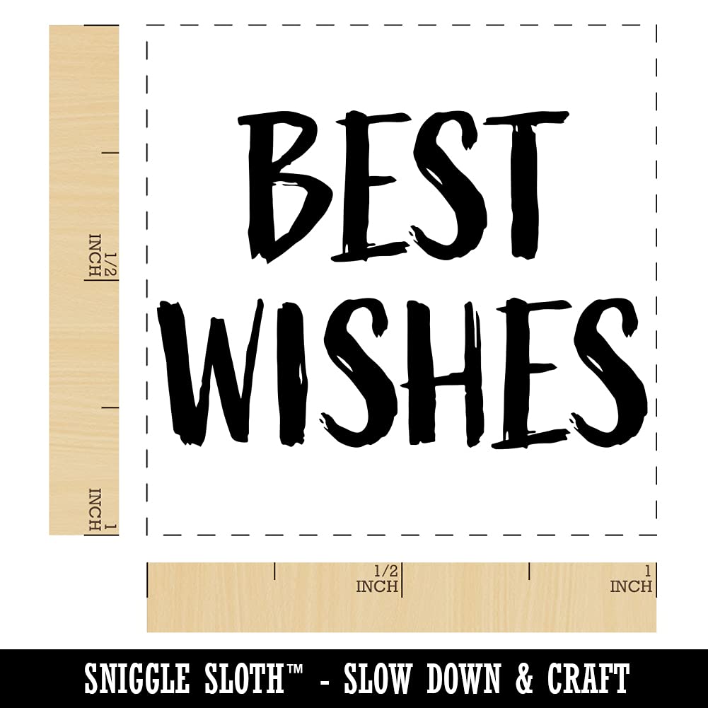 Best Wishes Self-Inking Rubber Stamp - 1 Inch Small Stamp with Black Ink for Greeting Cards, DIY Crafts & Scrapbooking | Sketchy Fun Text Design
