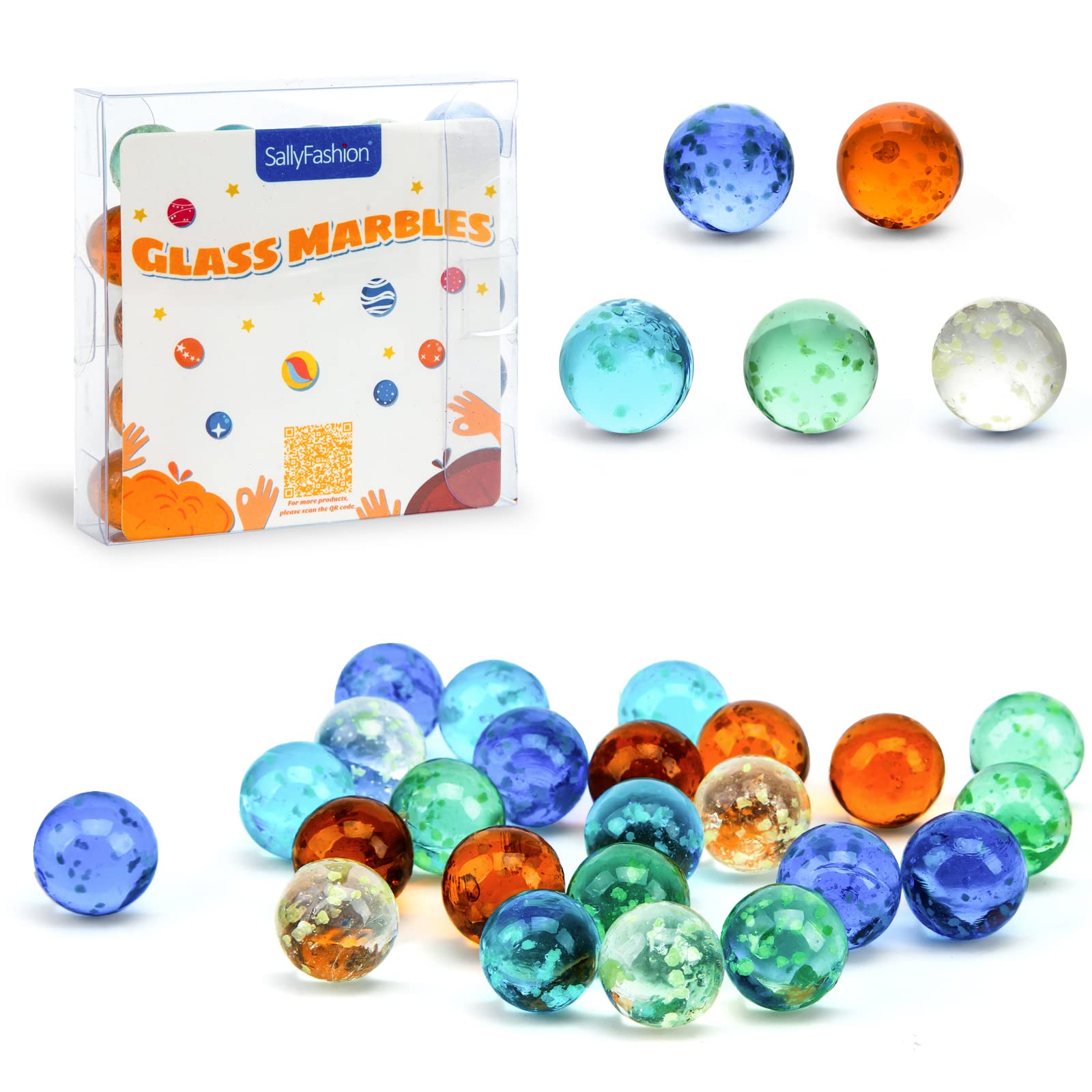 25 PCS Glow in The Dark Marbles - Bulk Luminous Colorful Glass Marbles for Kids, Marble Games & Nighttime Fun | Perfect for Marble Runs, DIY Crafts & Sensory Play