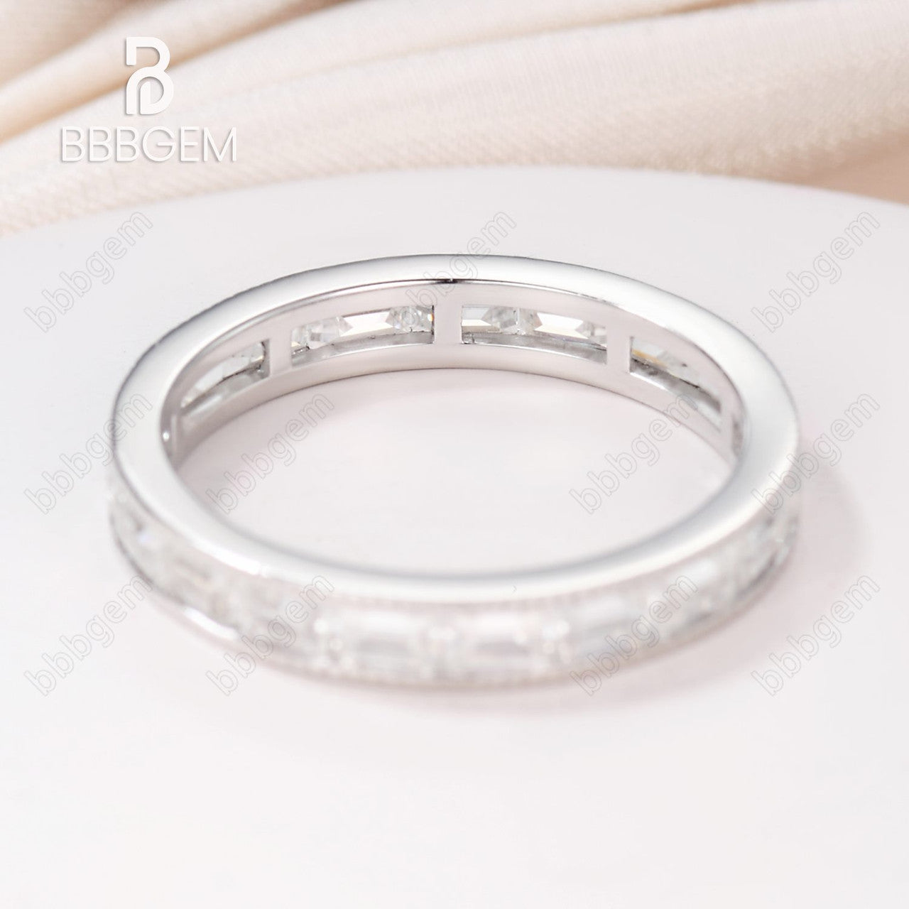 14k White Gold Moissanite Wedding Band - Baguette Cut Engagement Ring for Women | Perfect for Bridal, Anniversary & Special Occasions