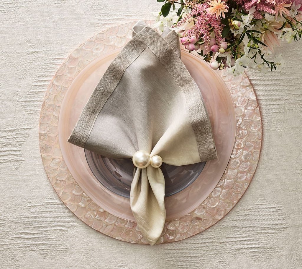 Blush Pink Camellia Placemats Set of 4 - Elegant Floral Table Mats for Dining, Kitchen Decor, Party & Wedding Table Setting