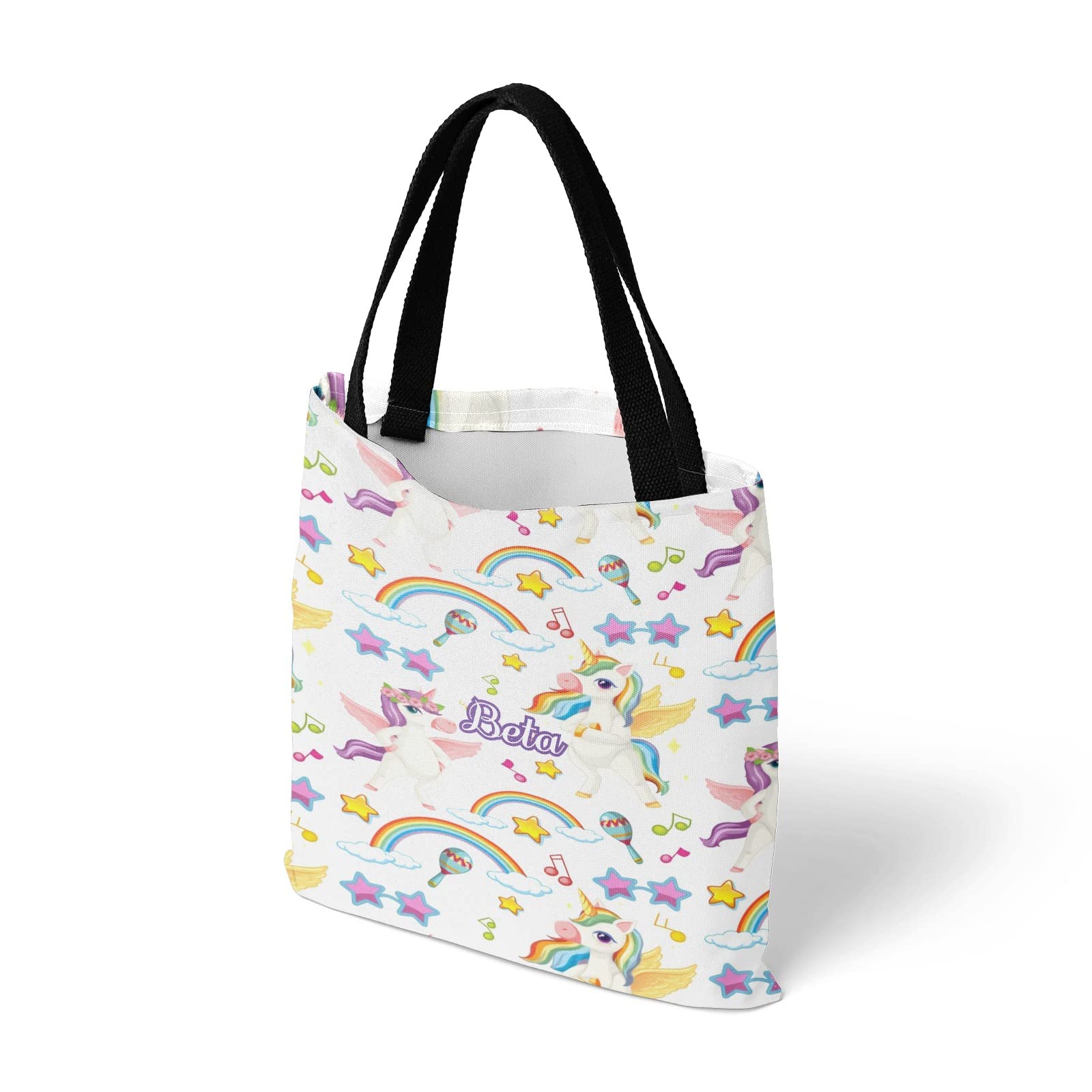 Personalized Unicorn Tote Bag - Floral Canvas Shoulder Bag for School, Travel & Shopping Gift