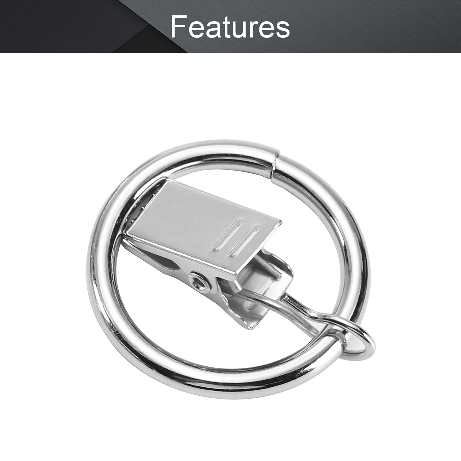 MroMax 16Pcs Metal Curtain Rings with Clips - 1 Inch Silver Drapery Hooks for Window Curtain Rods | Decorative Iron Rings for Drapes, Sheers & Valances | Perfect for Living Room, Bedroom & Home Decor