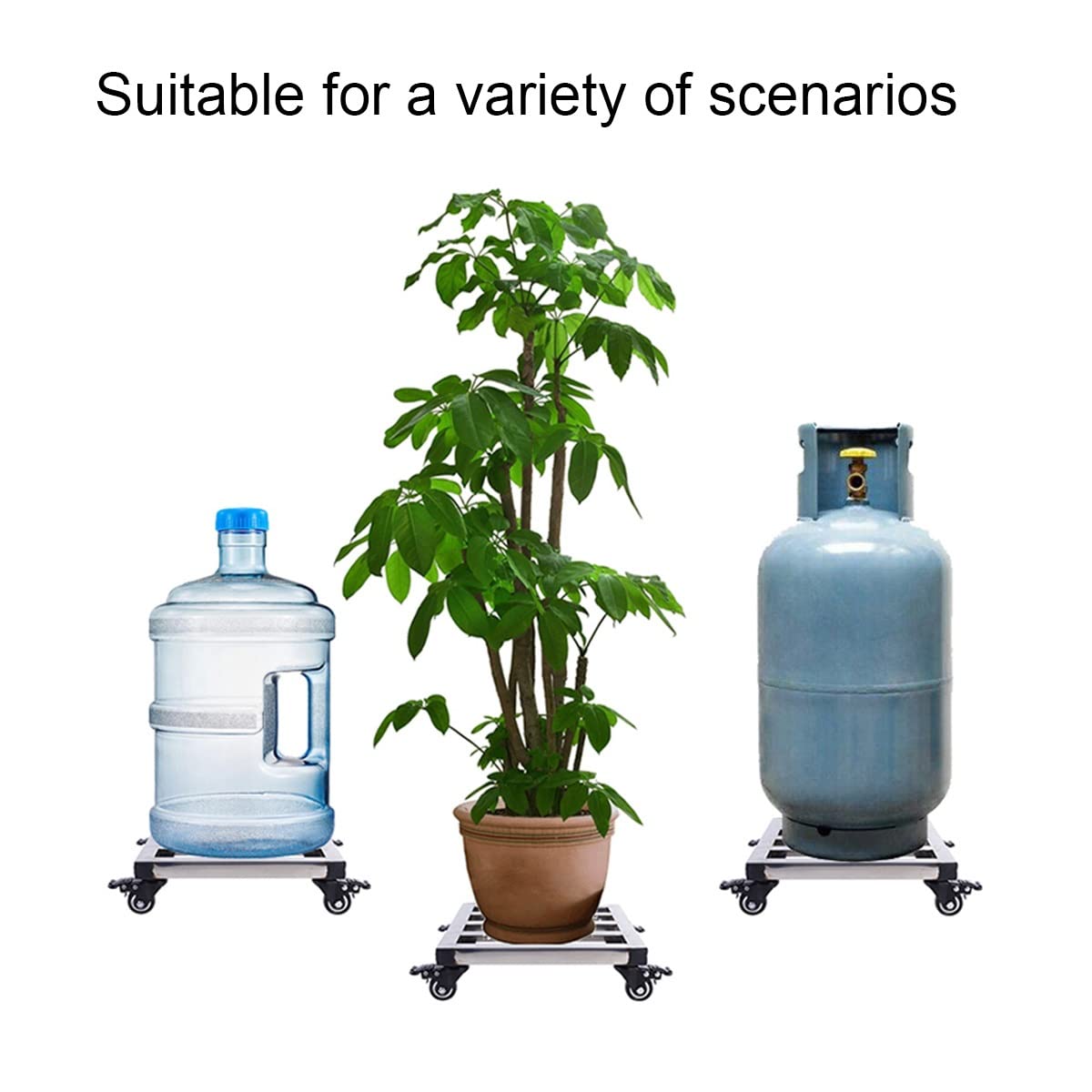 Stainless Steel Rolling Plant Caddy with Brake - 12In/16In/20In Wheeled Plant Stand for Indoor & Outdoor Use - Heavy Duty 150Kg Capacity (50x50cm) - Perfect for Home, Garden, Balcony, Greenhouse & Nursery Plant Care