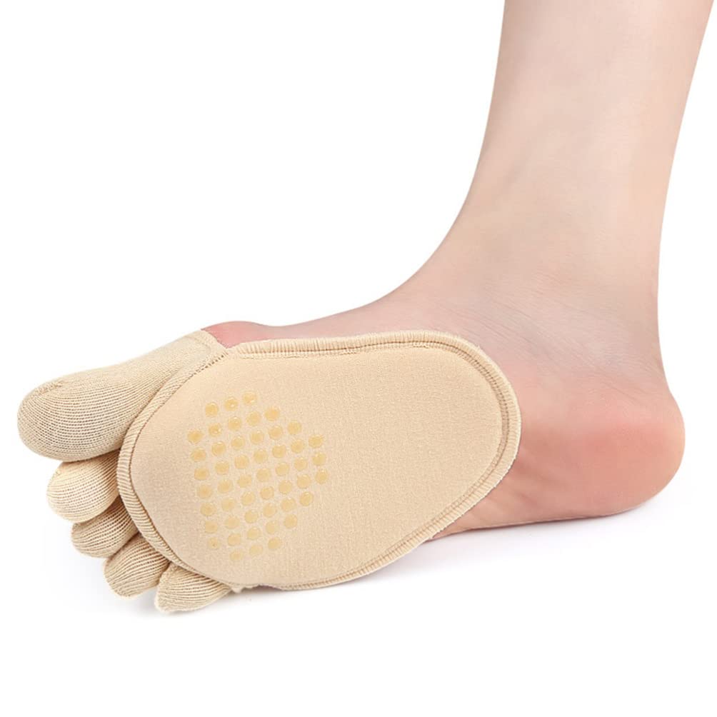 ULTNICE 2 Pairs Low Cut Invisible No-Show Socks for Women & Men - Non-Slip Half Sole Toe Socks for Sandals, High Heels & Casual Wear - Breathable Cotton Comfort for Everyday Use