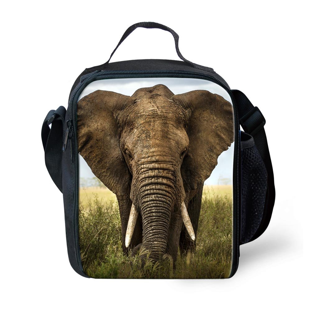 UNICEU Insulated Kids Lunch Box with Cute Elephant Print - Thermal Food Container for School, Picnic, Park & Outdoor Activities