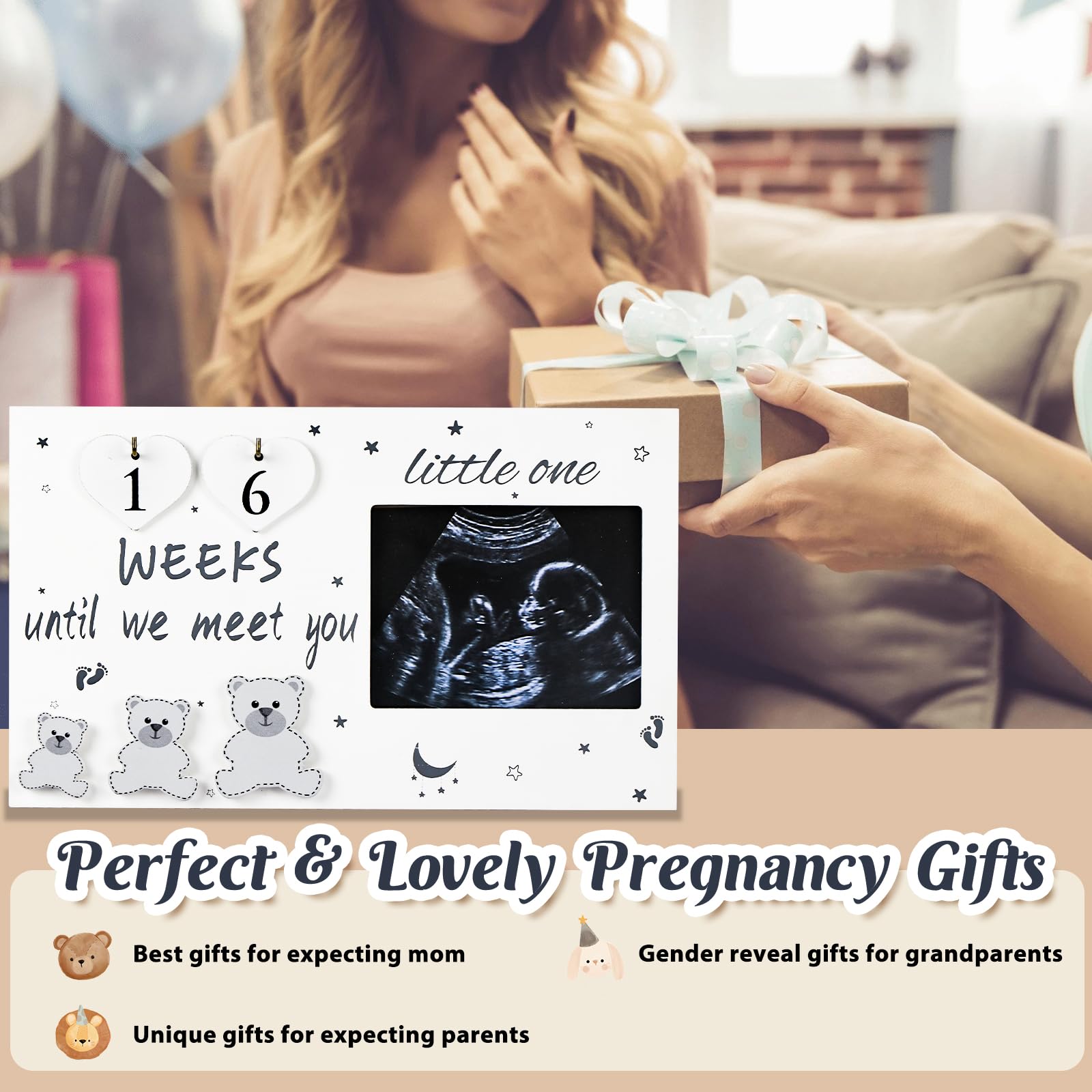 OurWarm Ultrasound Picture Frames - Baby Countdown Weeks & Announcement Sign - Perfect Gift for Expecting Moms