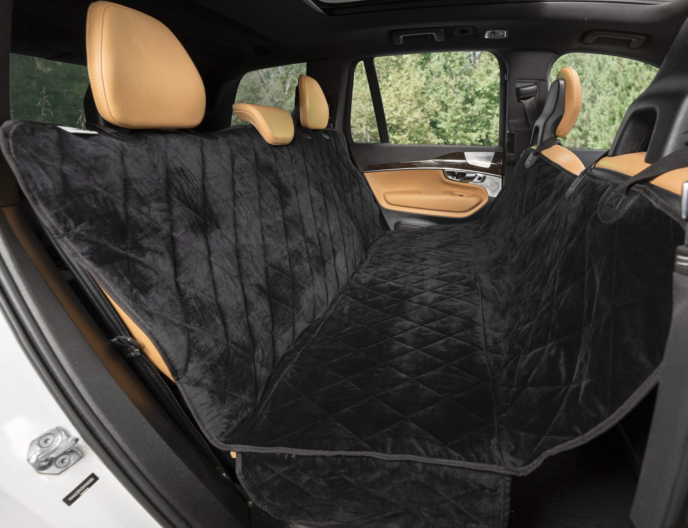 Plush Paws Premium Velvet Car Seat Protector with Hammock - Washable Waterproof Dog Seat Cover for Cars, Trucks & SUVs - Non-Slip Tear-Resistant Pet Protection - X-Large Charcoal Gray | Perfect for Road Trips & Daily Commutes with Pets