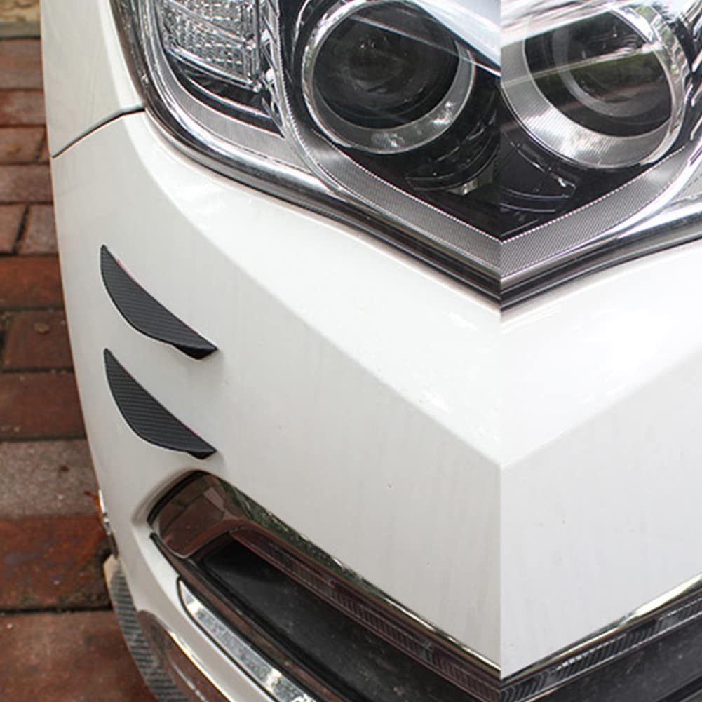 Zcargel Universal Carbon Fiber Front Bumper Spoiler Canards, Air Knife, Crash Plate, Lip Chin Spoiler, Splitter, Wrap Angle Protector for Enhanced Aerodynamics and Style in Racing & Street Driving