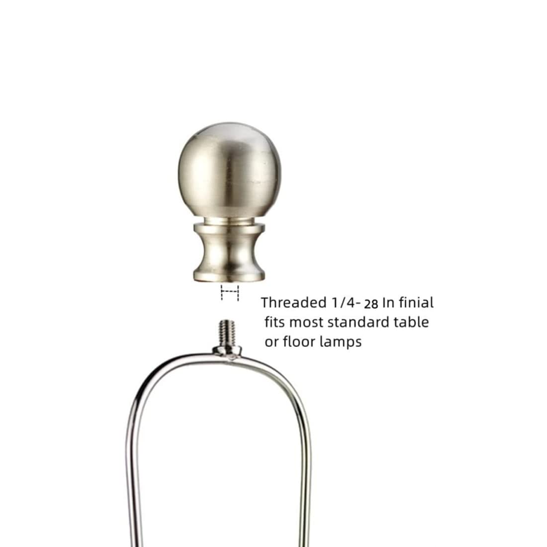 2 Pack Brushed Nickel Lamp Finials - Decorative Lamp Shade Knobs for Harp Holders, Perfect for Living Room, Bedroom & Office Lighting Decor