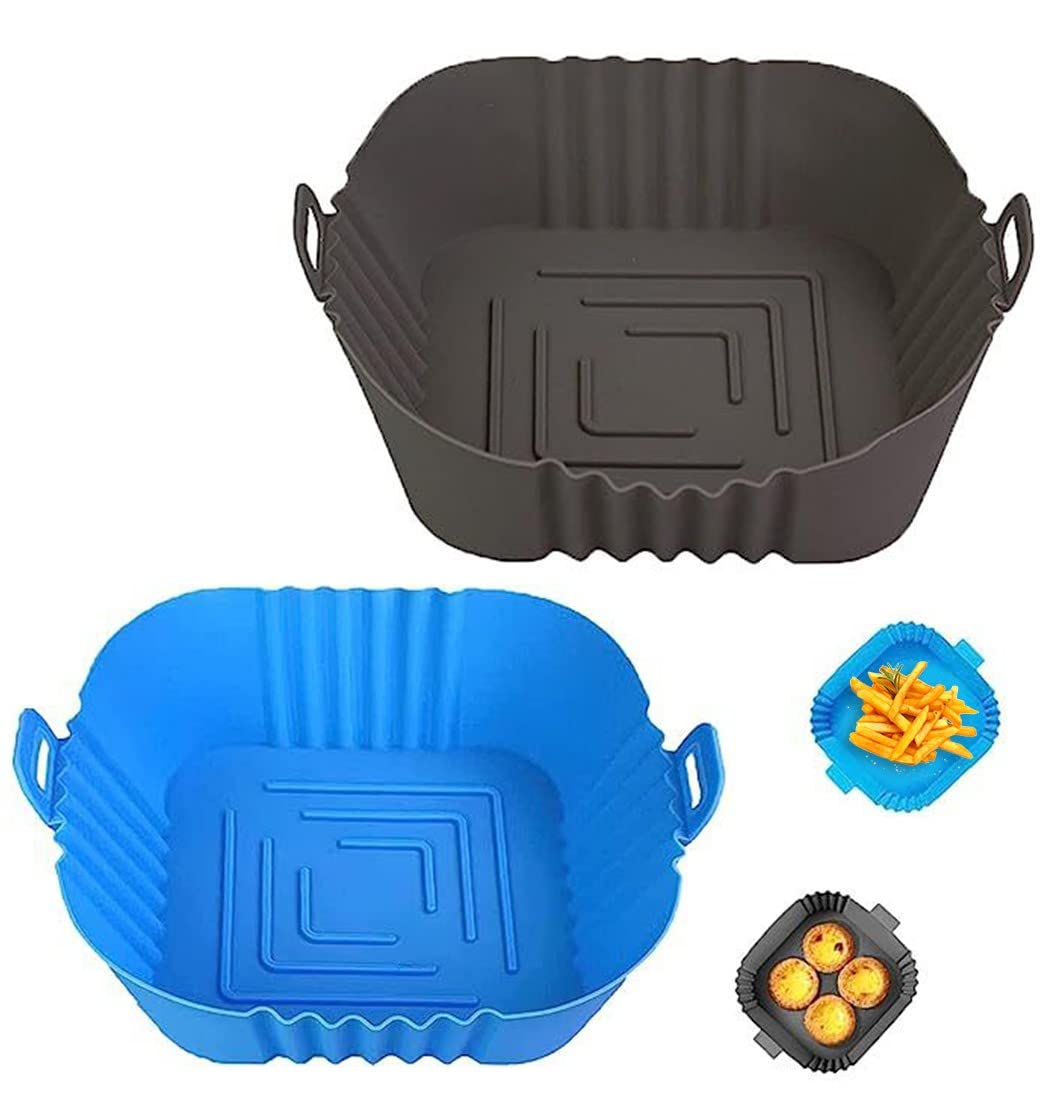 2 Pack Reusable Silicone Air Fryer Liners - 7.8 Inch Non-Stick Baking Mats for Air Fryers, Ovens & Microwaves - Eco-Friendly Replacement for Parchment Paper - Perfect for Cooking, Roasting & Baking Healthy Meals