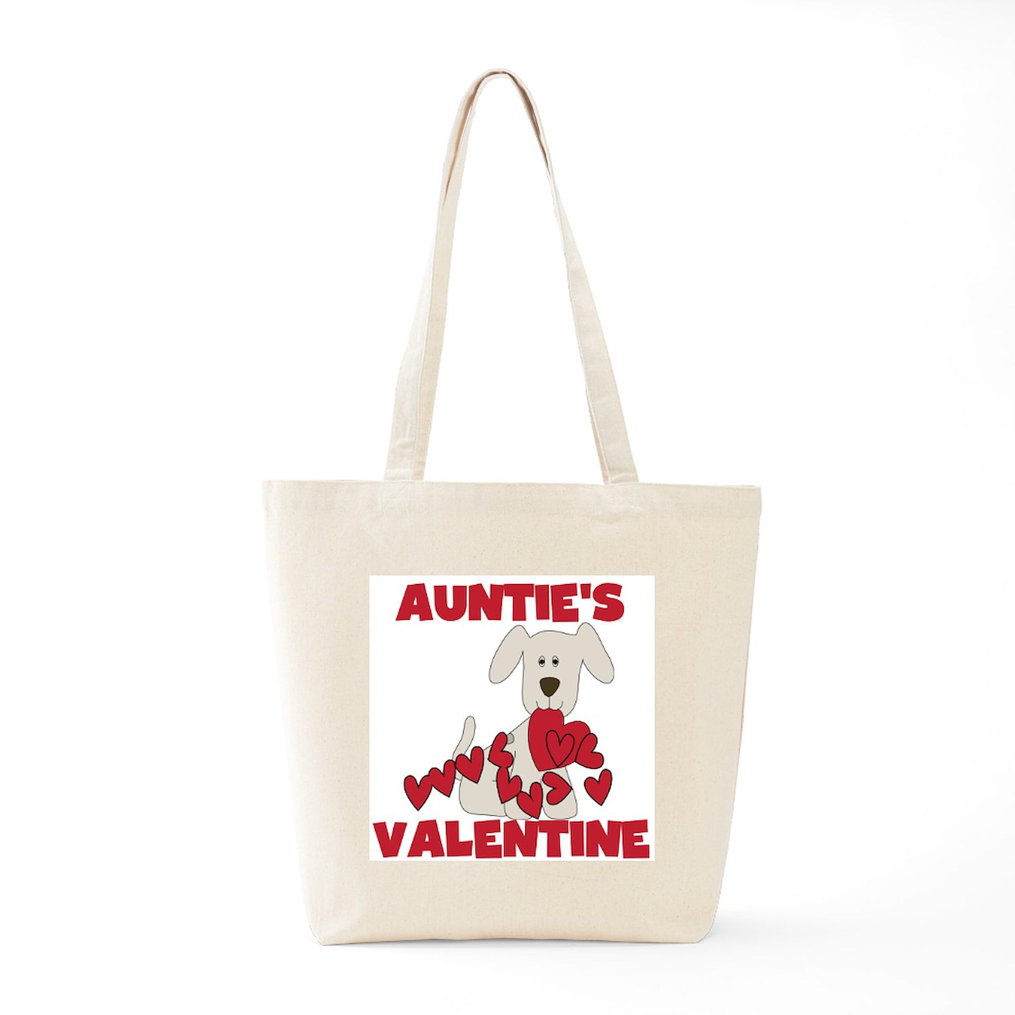 Dog Auntie's Valentine Tote Bag - Natural Canvas Reusable Shopping Bag for Women | Perfect for Groceries, Beach Trips & Valentine's Day Gifts