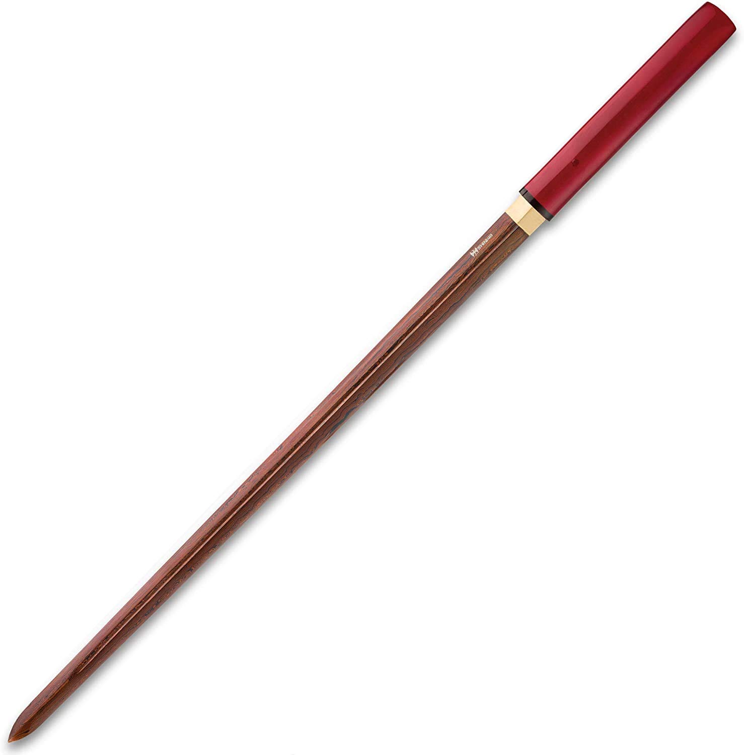 Handmade Shinwa Shirasaya Samurai Sword - Exclusive Hand Forged Damascus Steel Blade with Lacquered Hardwood Scabbard (Scarlet Fang) - Perfect for Martial Arts Training, Cosplay, and Japanese Sword Collectors
