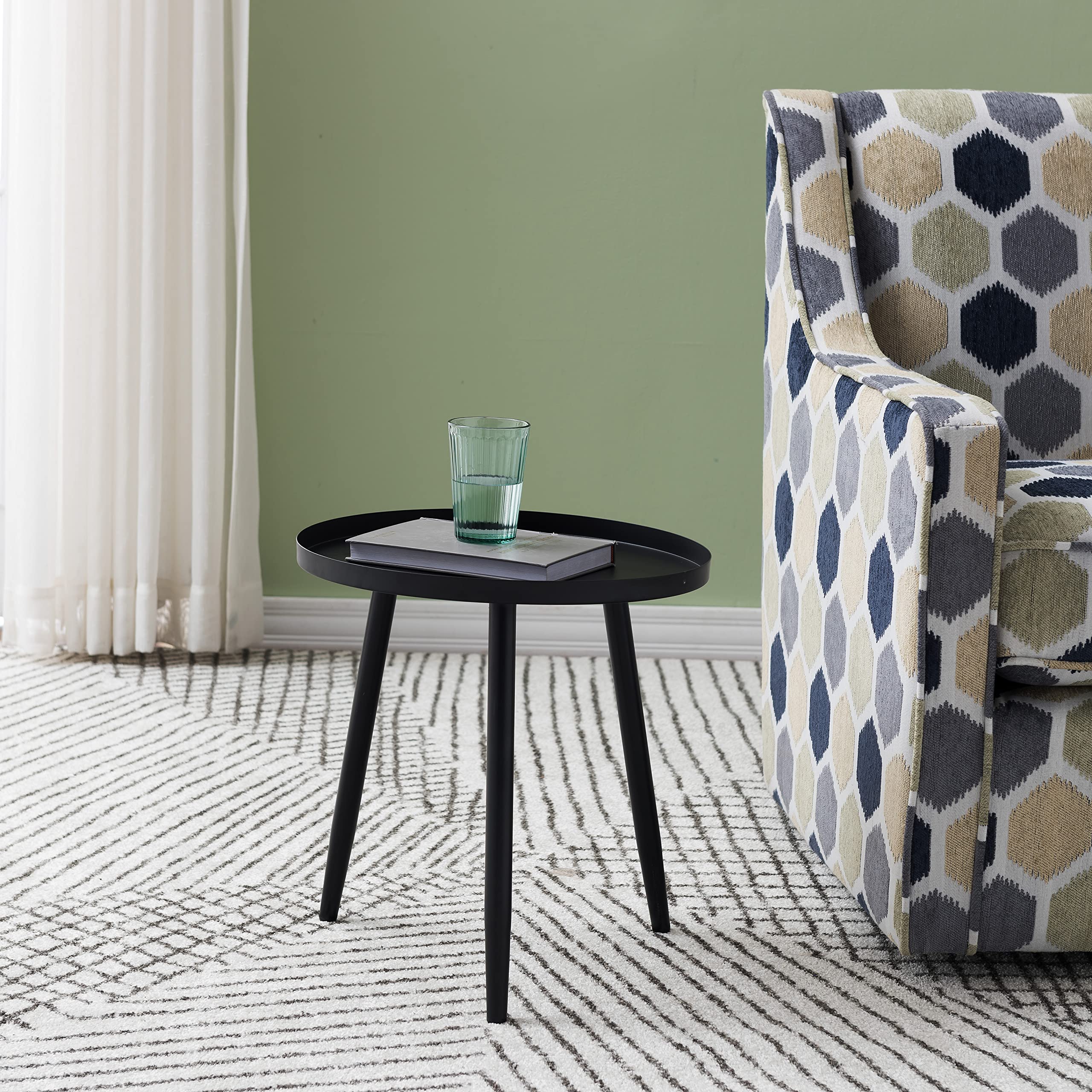 Kings Brand Round Metal Side Table - Nightstand, Accent Table & Plant Stand for Bedroom, Living Room - Black | Perfect for Small Spaces, Home Decor & Indoor Plants