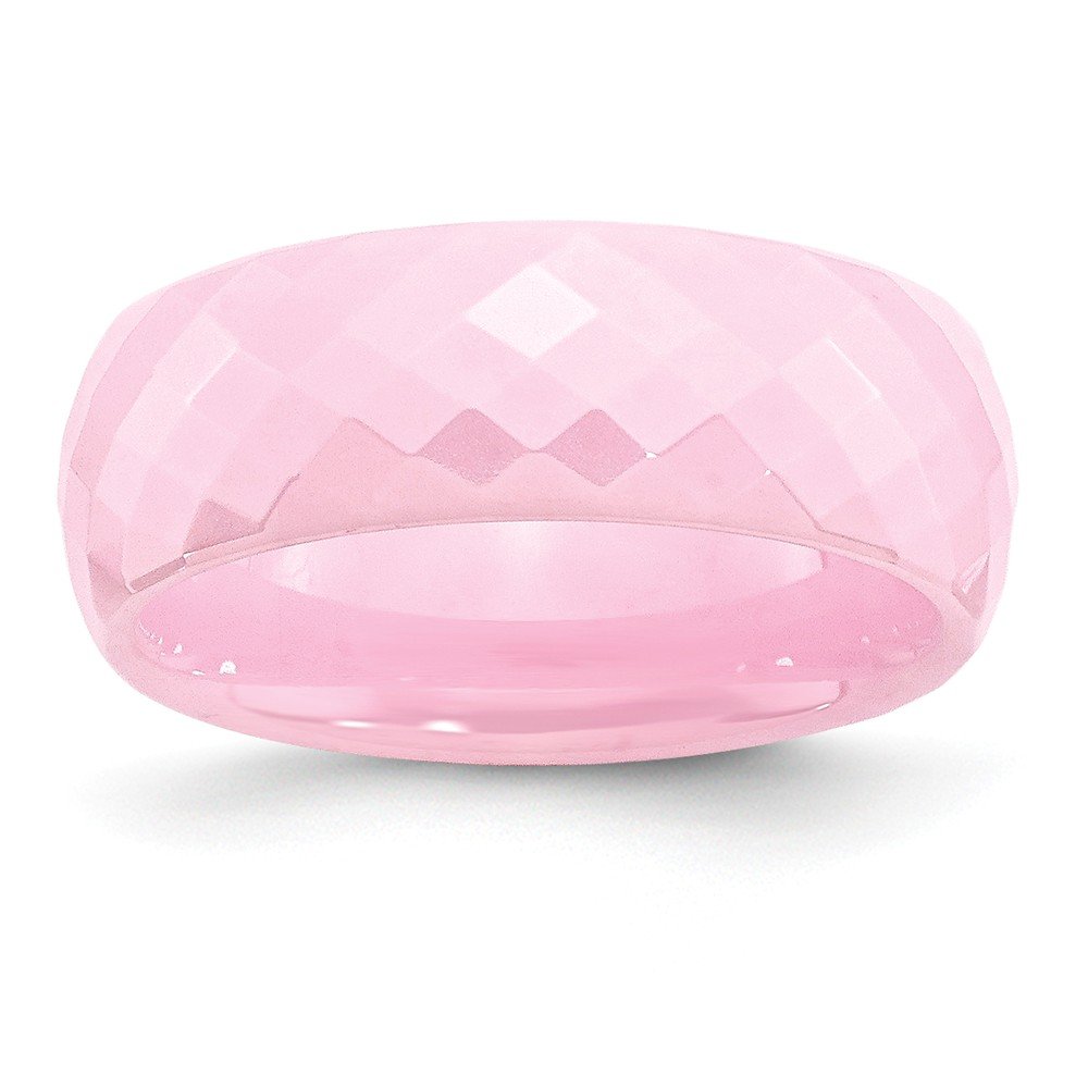 7.5mm Polished Pink Ceramic Chisel Band Ring - Elegant Jewelry for Women, Perfect for Weddings, Anniversaries & Special Occasions