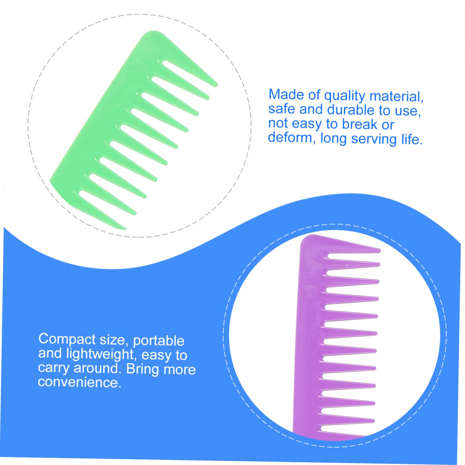 Minkissy Wide Tooth Comb Set - 5 Pack Professional Hair Styling Combs for Wet & Dry Hair | Gentle Detangling, No Knots, Comfort Grip | Perfect for Barbershop, Salon & Home Hair Care (Black)