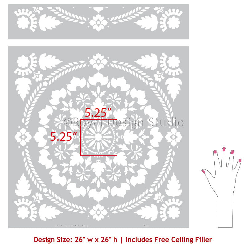 Mandala Fusion Tile Stencil - Reusable DIY Painting Template for Wall, Floor & Furniture Decoration - Perfect for Home, Yoga Studios & Meditation Spaces