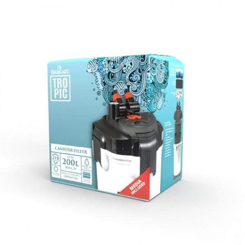 Bioscape Tropic Canister Filter 800 - 200L Capacity, 800L/h Flow Rate for Aquarium & Fish Tank Filtration - Perfect for Freshwater & Saltwater Tanks, Planted Aquariums, and Large Fish Tanks