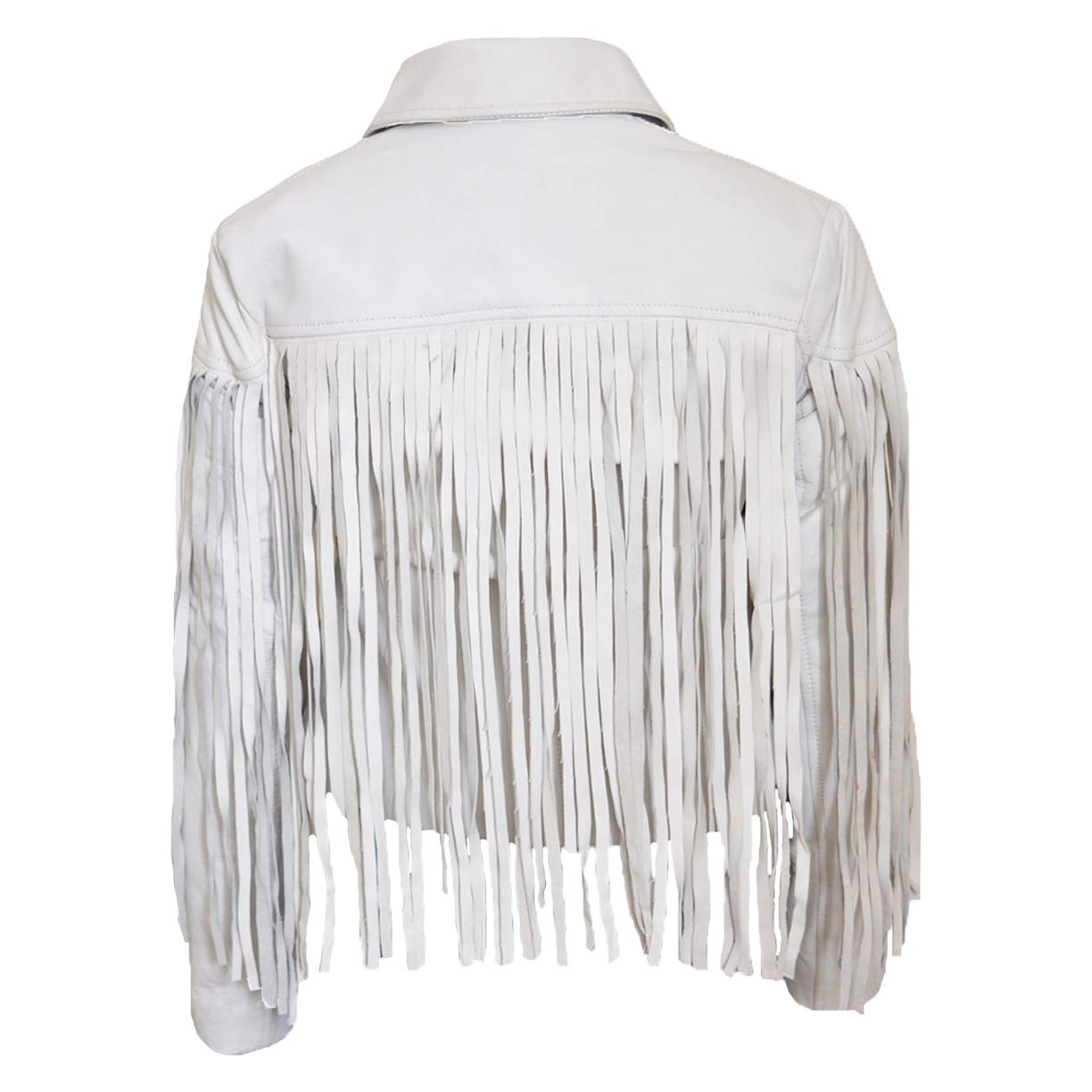 Women's Sloane Peterson Mia Sara White Western Fringe Genuine Sheepskin Leather Jacket - Vintage Mexican Style Coat for Cowgirl, Rodeo & Boho Fashion