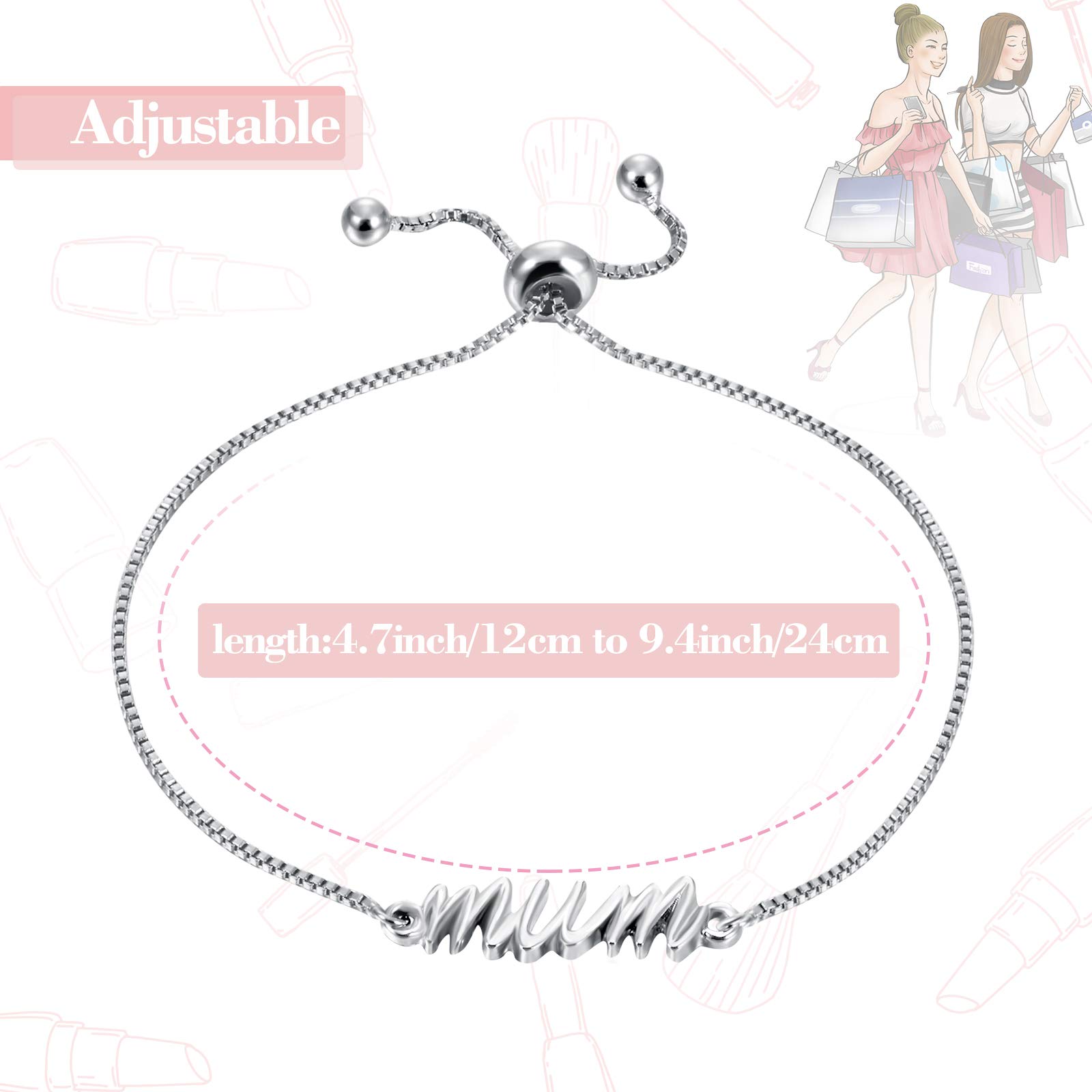 Yaomiao Adjustable Silver Charm Bracelet for Women - Perfect Mother's Day Gift, Birthday Present for Mom, Wife & Ladies | Elegant Jewelry for Daily Wear, Special Occasions & Gift Giving