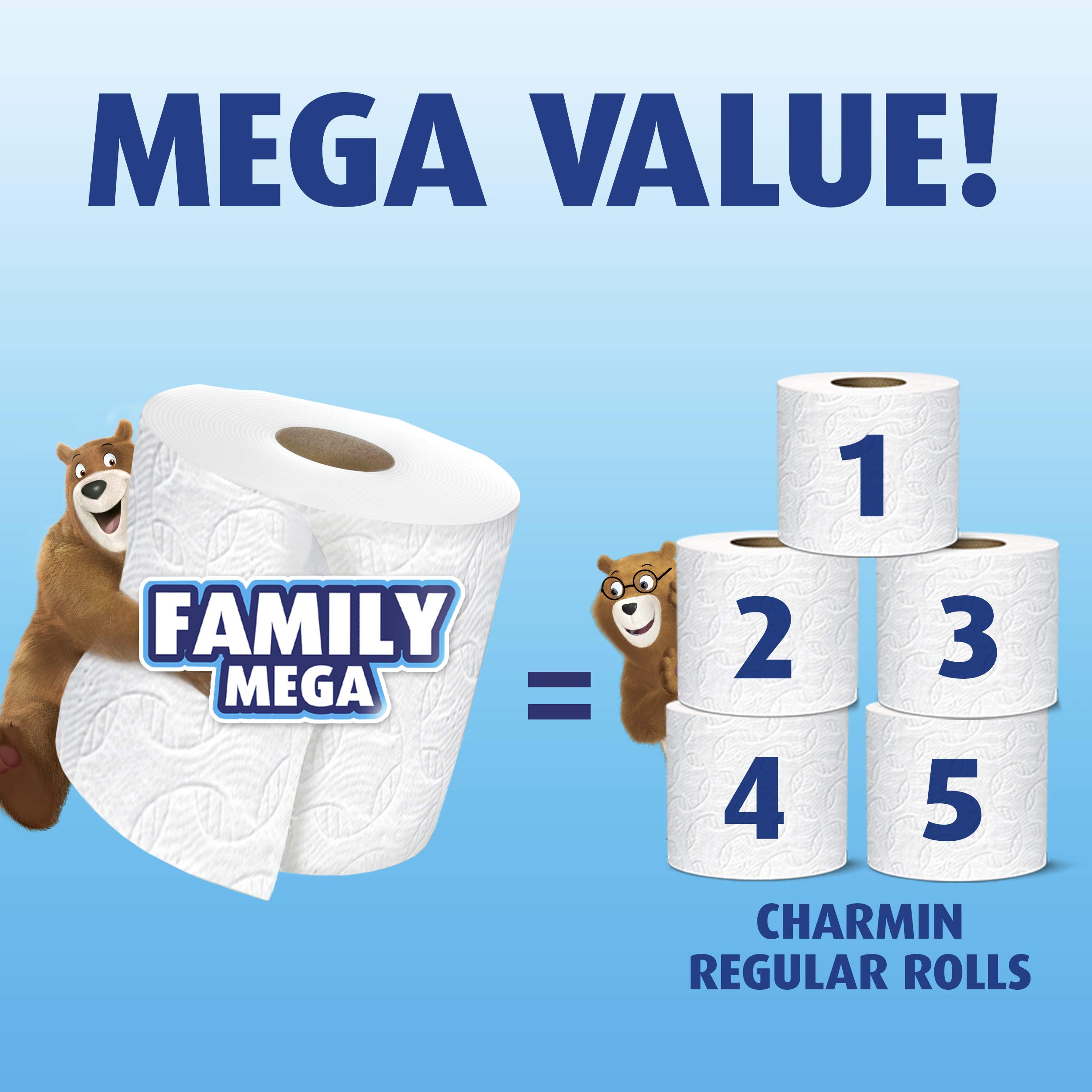 Charmin Ultra Soft Cushiony Touch Toilet Paper - 6 Family Mega Rolls (Equals 30 Regular Rolls) | Gentle & Strong Bath Tissue for Sensitive Skin | Perfect for Home, Office & Guest Bathrooms