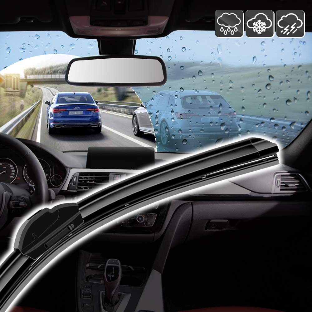 Universal Windshield Wiper Blade Refills - 2PCS Adjustable Rubber Strips for Car Windscreen Replacement | Perfect for Rainy Weather & Winter Driving
