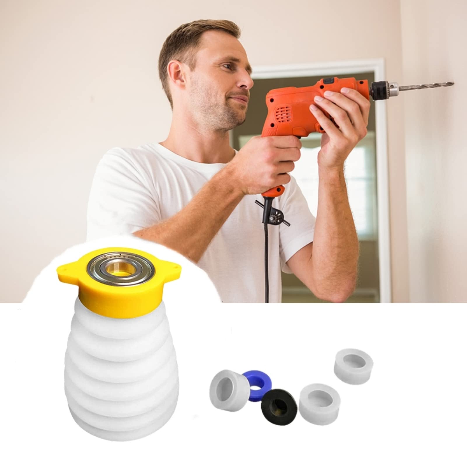 Electric Drill Dust Collector Cover - Silicone Dustproof Cover with 5 Sealing Rings for 150mm Hammer Drills | Power Tool Accessories for Cleaner DIY & Construction Work